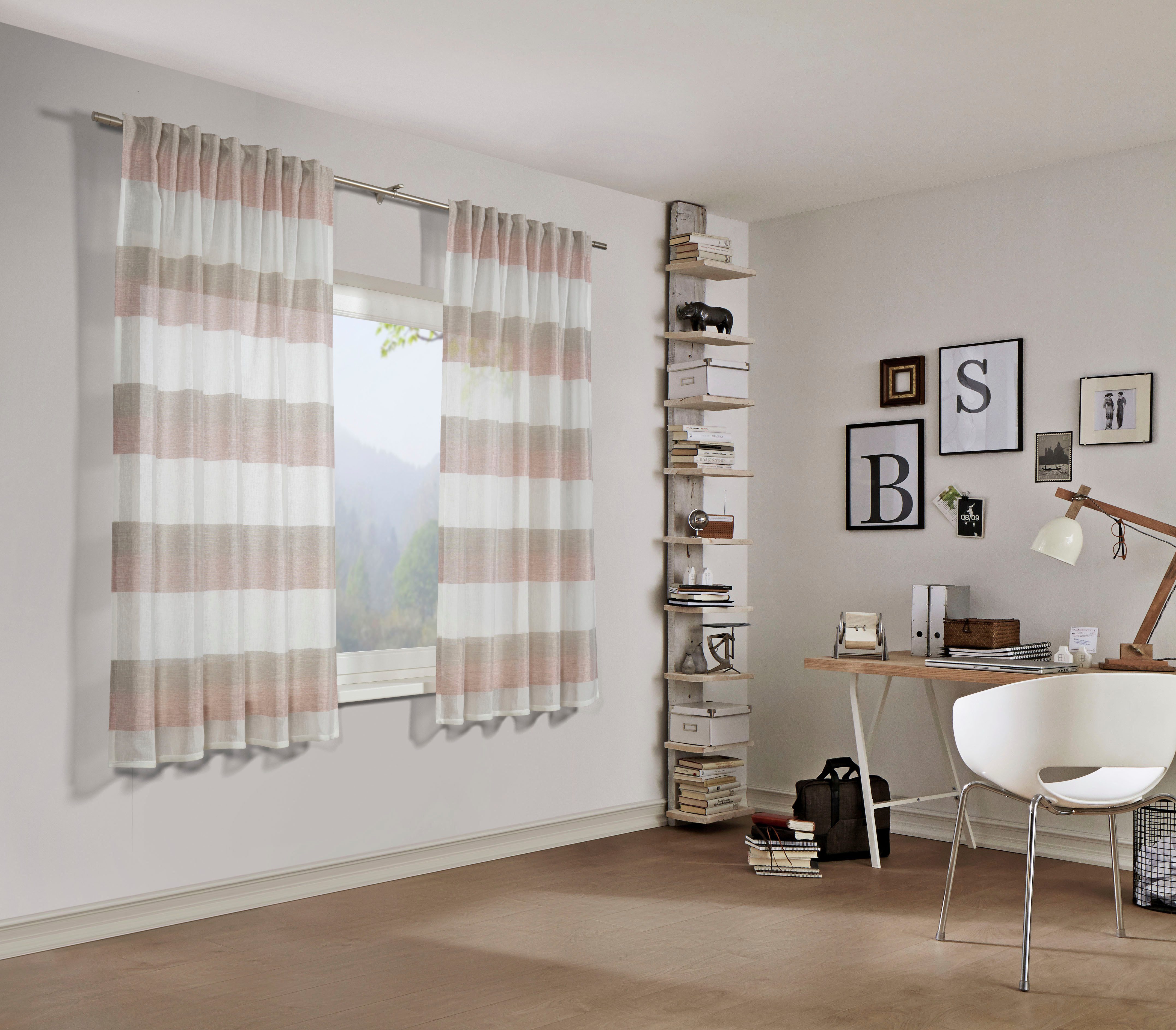 Sehlbach Gardine Schal Blockstreifen (1 St), Schlaufen, blickdicht, mit Gardinenband und verdeckten Schlaufen