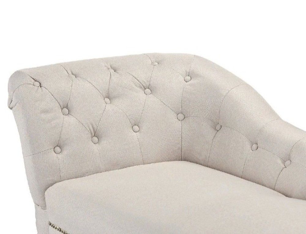JVmoebel Chaiselongue Beige Lounge Möbel mit Chesterfield-Knöpfen und Holzfüßen, 1 Teile, Made in Europa