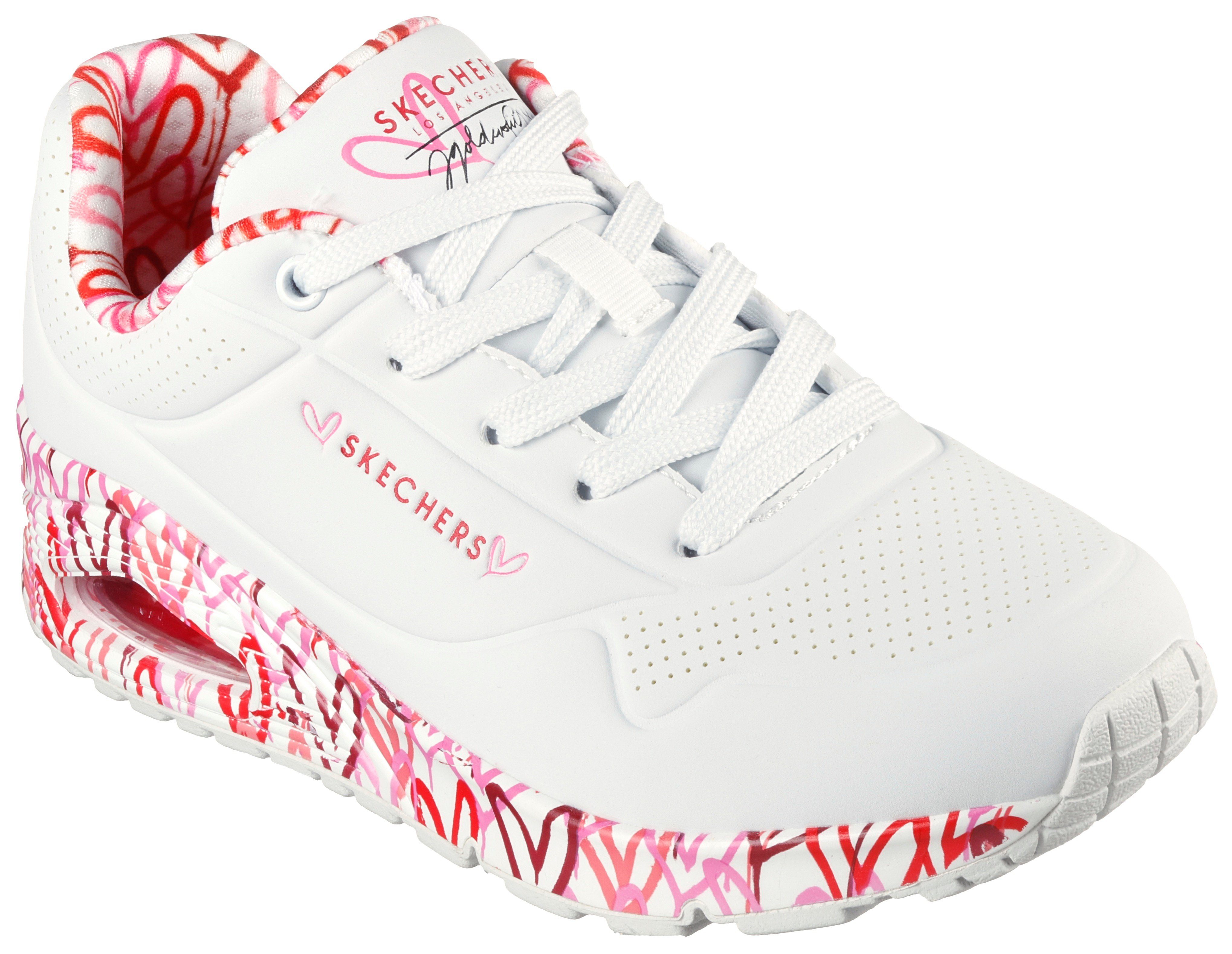 Schuhe Sneaker Skechers UNO-LOVING LOVE Wedgesneaker mit coolem Graffiti-Print