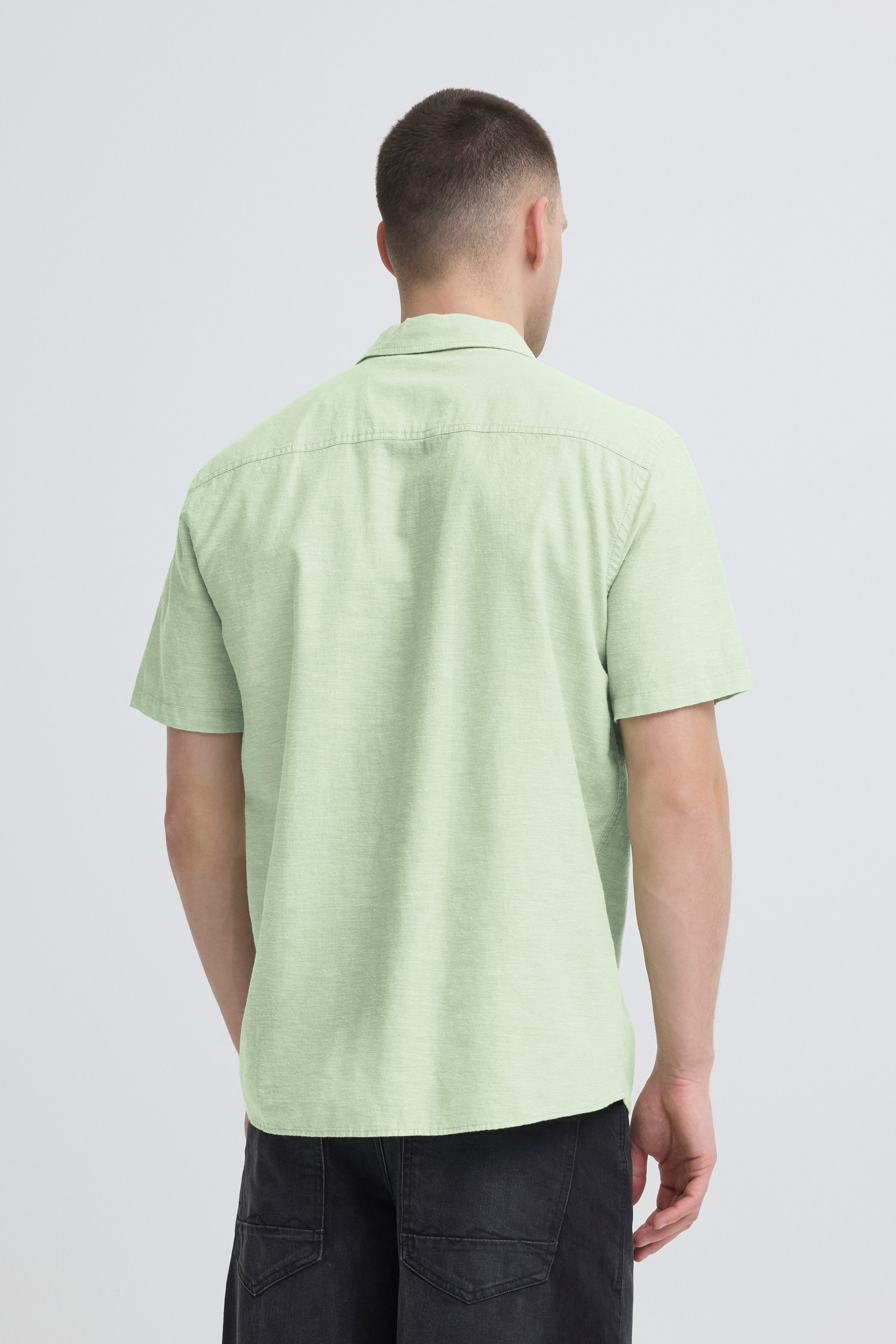 Blend Kurzarmhemd BHABAN SHIRT PP NOOS aus Baumwollmischung, mit Leinenoptik, Regular Fit, pflegeleicht