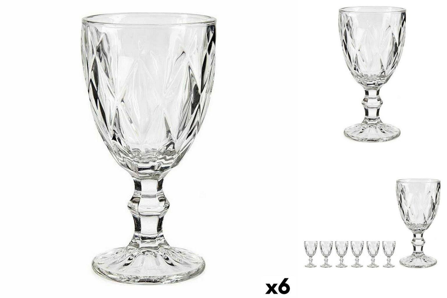 Vivalto Glas Weinglas Diamant Durchsichtig Glas 330 ml 6 Stück, Glas