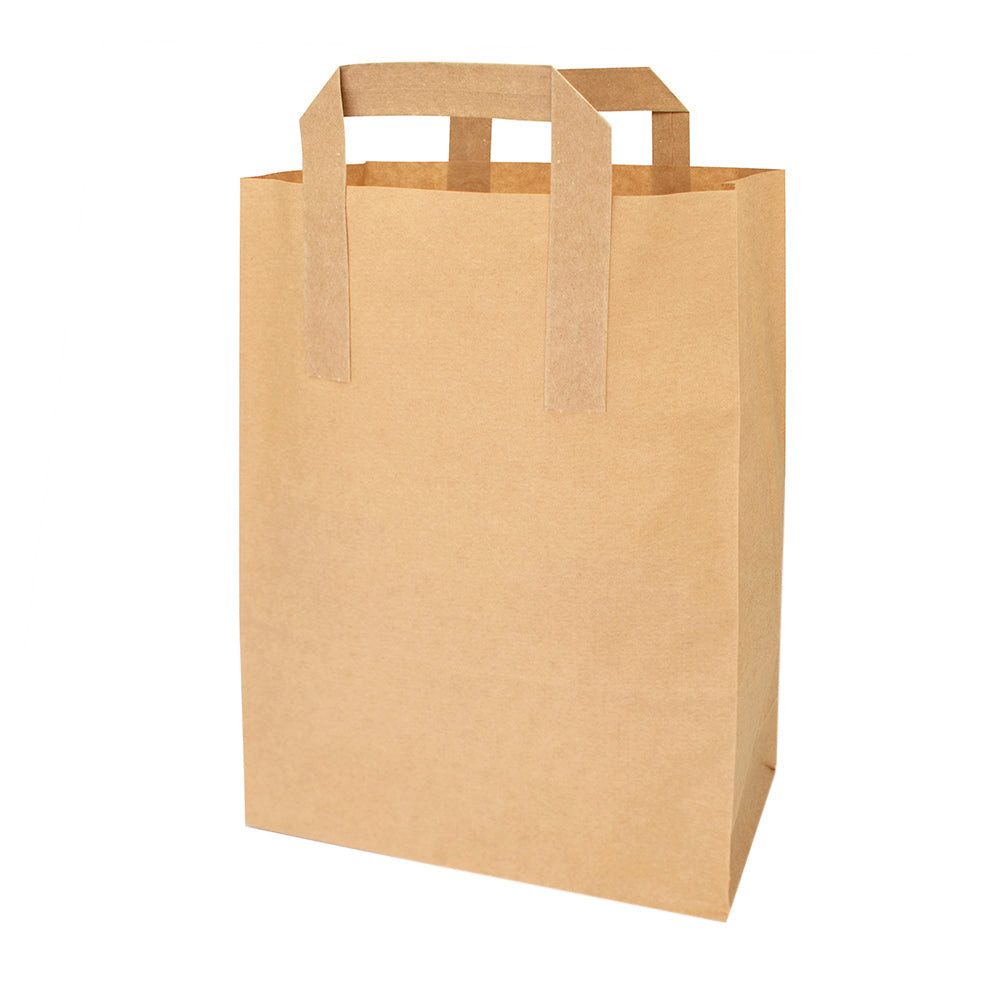 wisefood Einkaufsbeutel Papier Tragetasche mit Henkel - braun 22x10.5x30cm