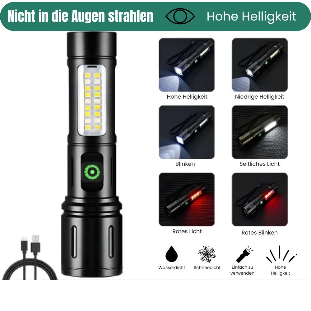 Frentree LED Taschenlampe sehr hell, Aufladbar, Stroboskop, inklusive rotem günstig online kaufen