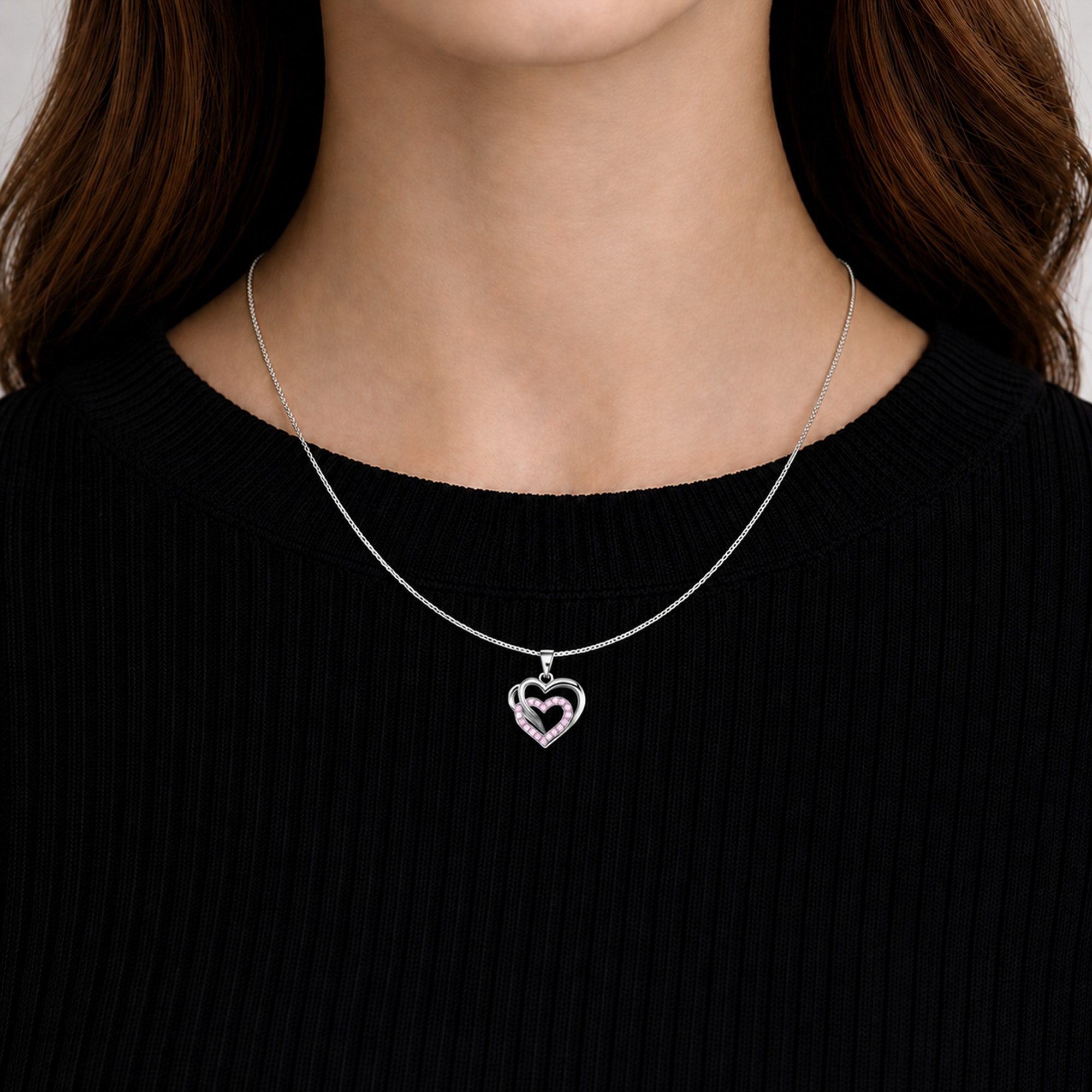 Limana Herzkette Doppelherz Schmuck Damen 925 Silber Kette mit Anhänger - Geschenk (für Frau Freundin Mama, inkl. Schmuckdose), Geburtstag Jahrestag Hochzeitstag Valentinstag Weihnachten