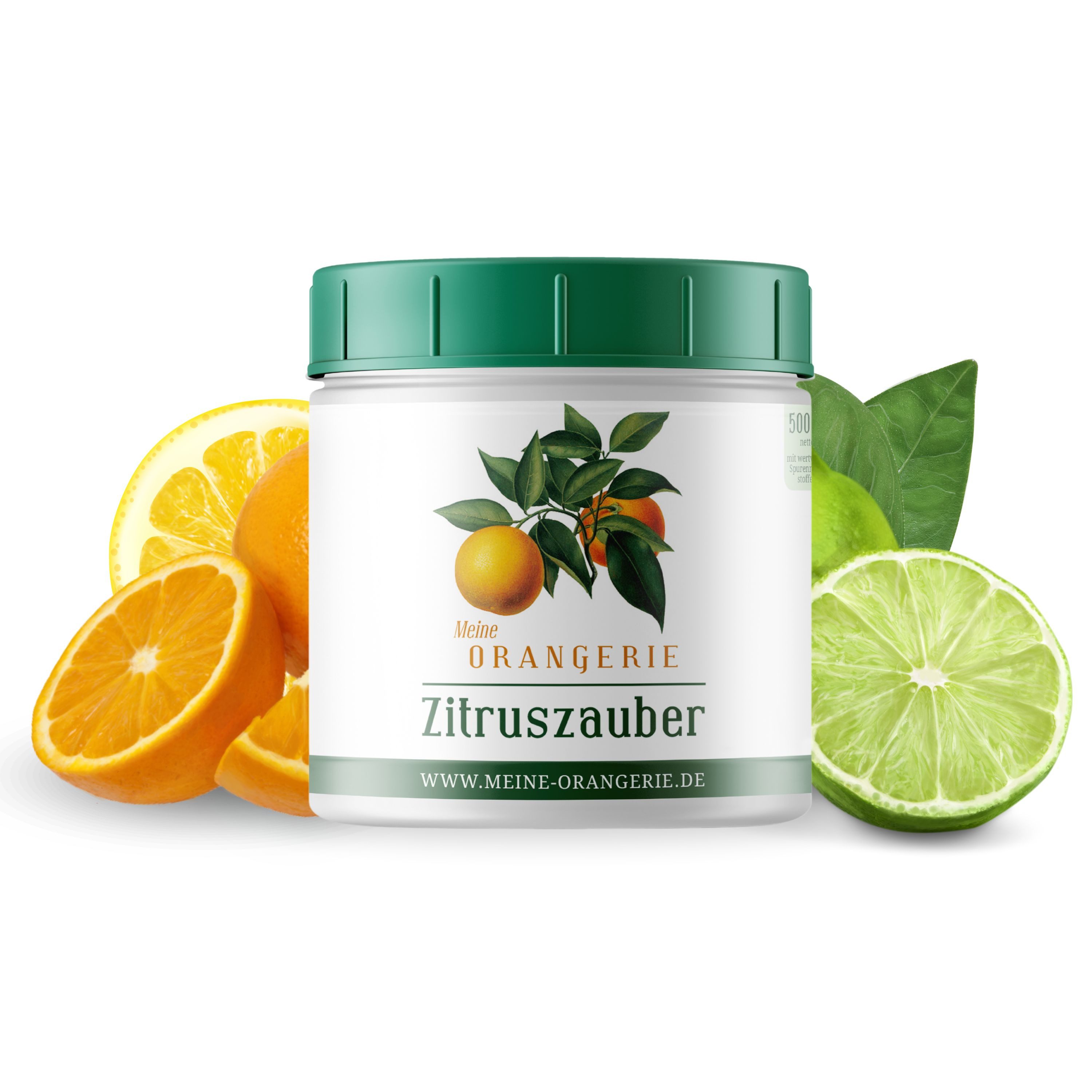 Meine Orangerie Spezialdünger Premium Pflanzendünger für alle Zitruspflanzen, Dose, 1-St., hochwirksamer Zitrusdünger mit Chelat-Eisen, fördert intensives Blattgrün & aromatische Früchte