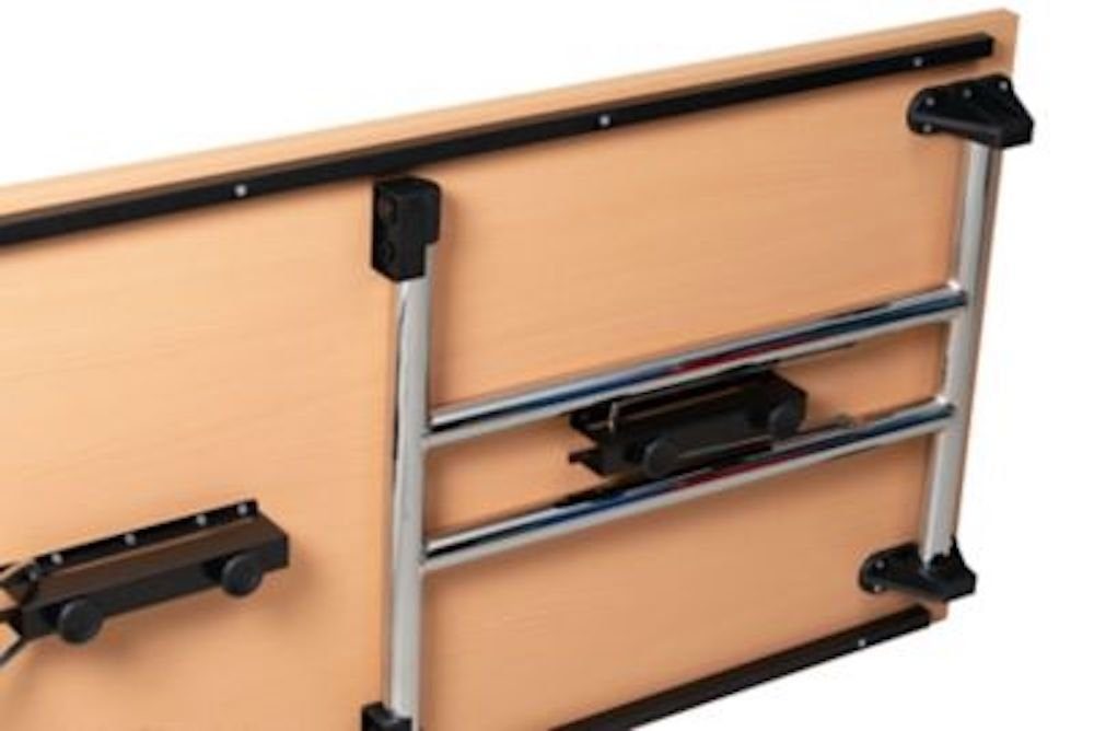 PROREGAL® Klapptisch Klapptisch Lizard, T-Fuß-Gestell-Rund, HxBxT 75x160x80cm, Chrom-Buche