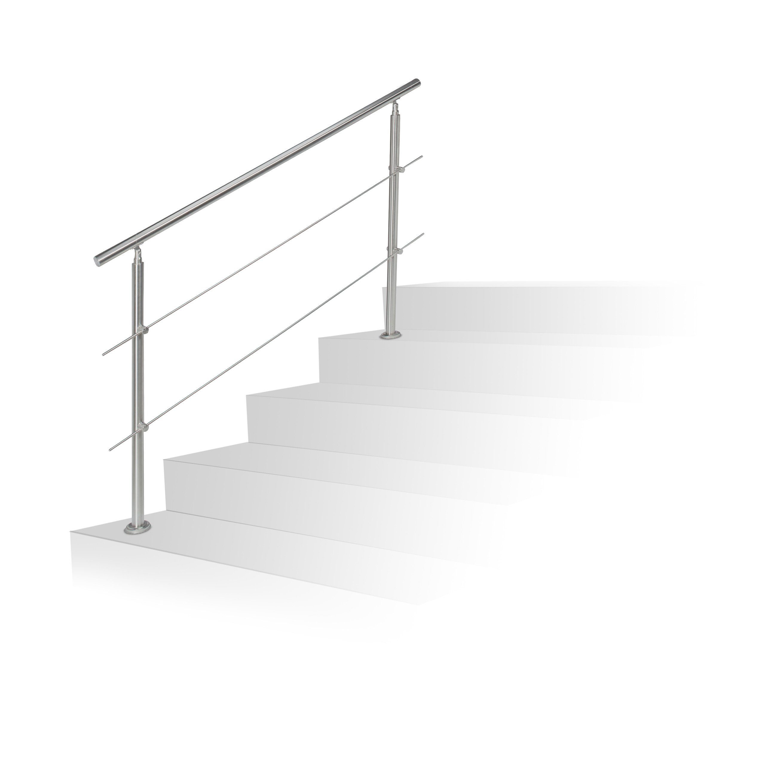 relaxdays Treppengeländer Edelstahl, 150 cm Länge, 108 cm Höhe, mit 2 Pfost günstig online kaufen