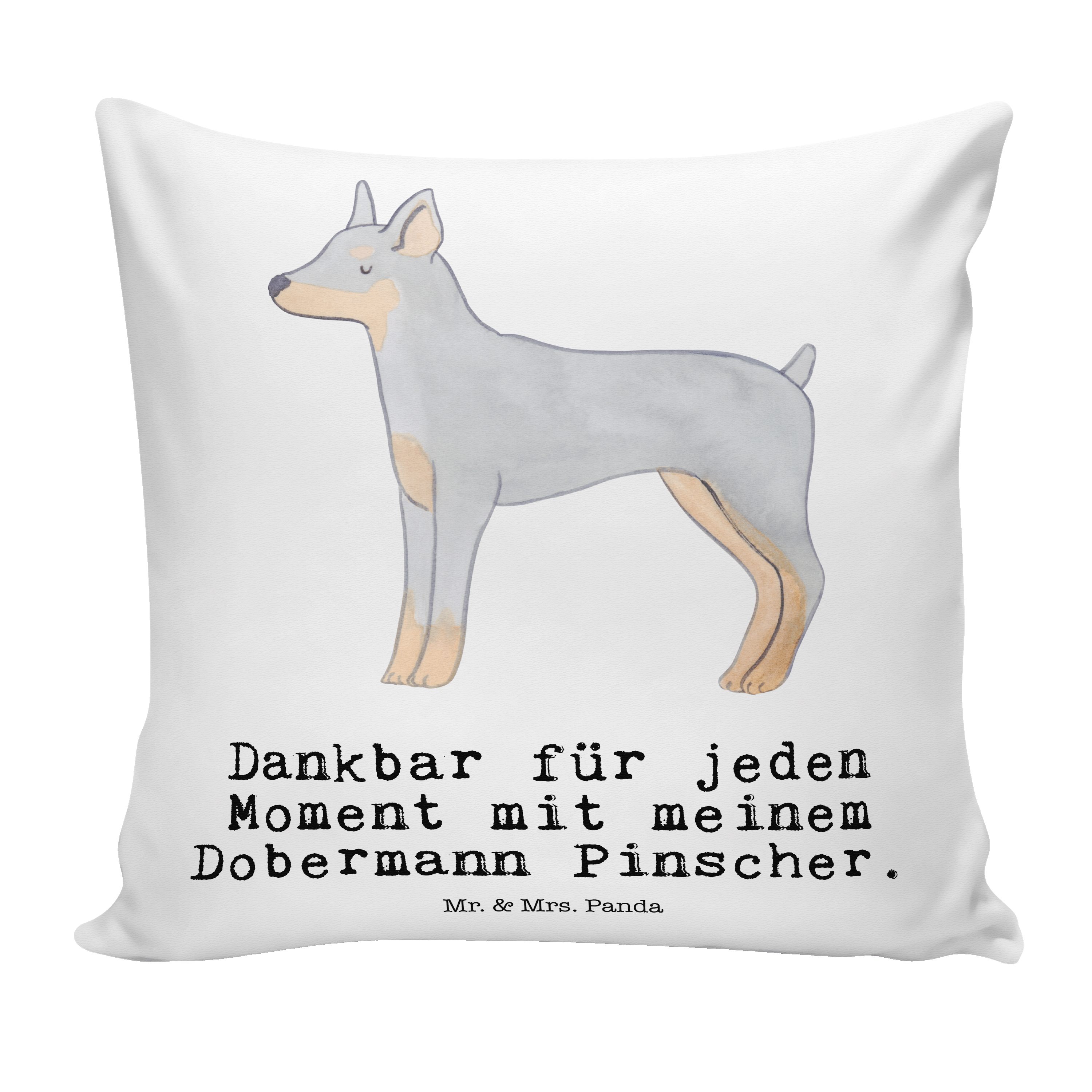 Geschenk, Panda Dekokissen, Mrs. - Pinscher Weiß & Dekokissen Dobermann Hunderasse Mr. Moment -