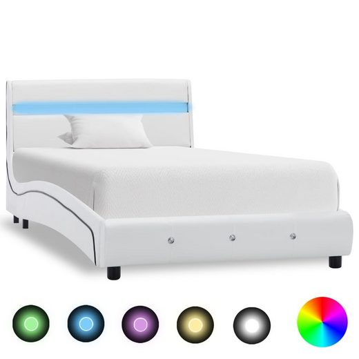 PHOEBE CAT Polsterbett, Bettgestell mit LED-Beleuchtung und Lattenrost, Ehebett Kunstlederbett in 3 verschiedenen Farben und 5 Größen