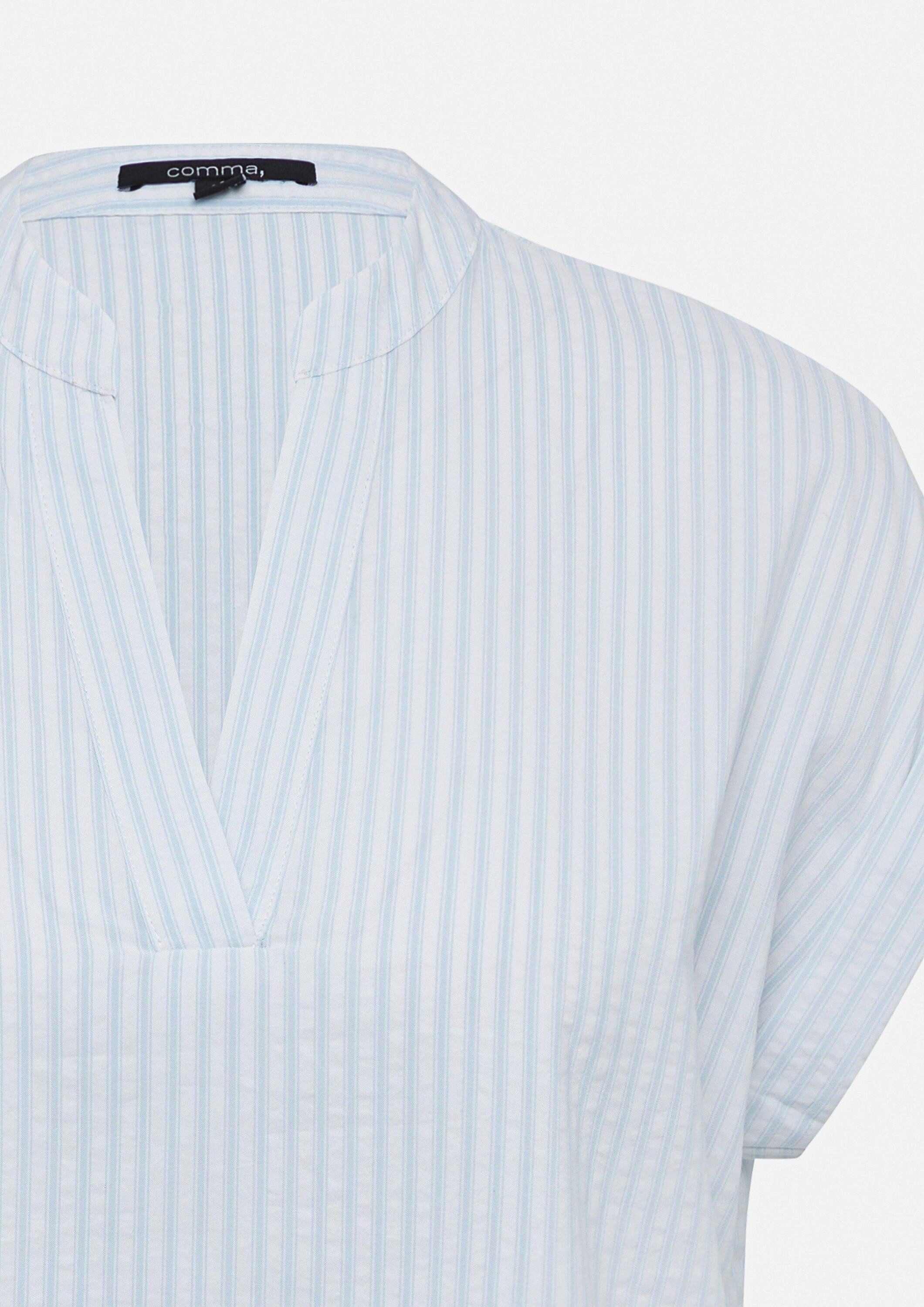comma Kurzarmbluse Bluse Gestreifte Tunikabluse mit kurzen Ärmeln