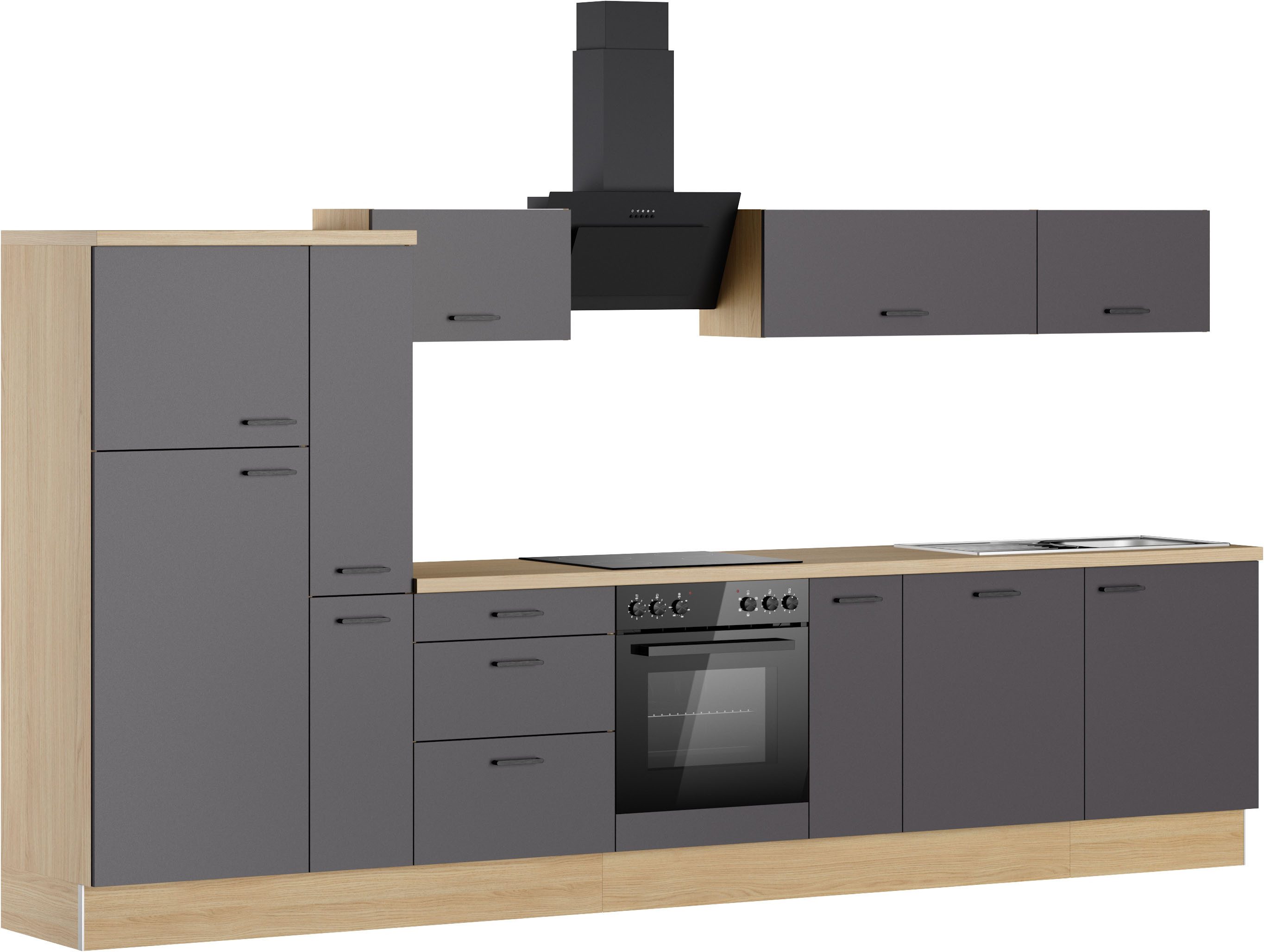 KOCHSTATION Küchenzeile KS-Sion, Breite 360 cm, schnelle Montage mit OPTIsnap, wahlweise mit E-Geräten