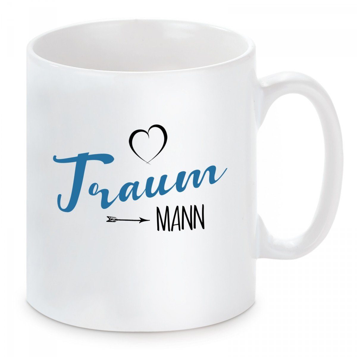 Herzbotschaft Tasse Kaffeebecher mit Motiv Traummann, Keramik, Kaffeetasse spülmaschinenfest und mikrowellengeeignet