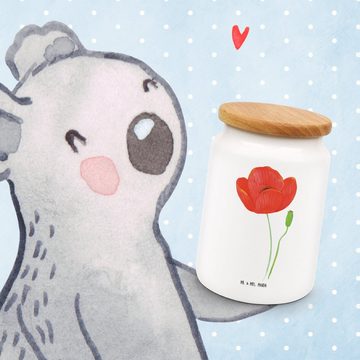 Mr. & Mrs. Panda Vorratsdose Blume Mohnblume - Weiß - Geschenk, Glaube, Motivation, Frühlings Deko, Keramik, (1-tlg), Liebevolles Design