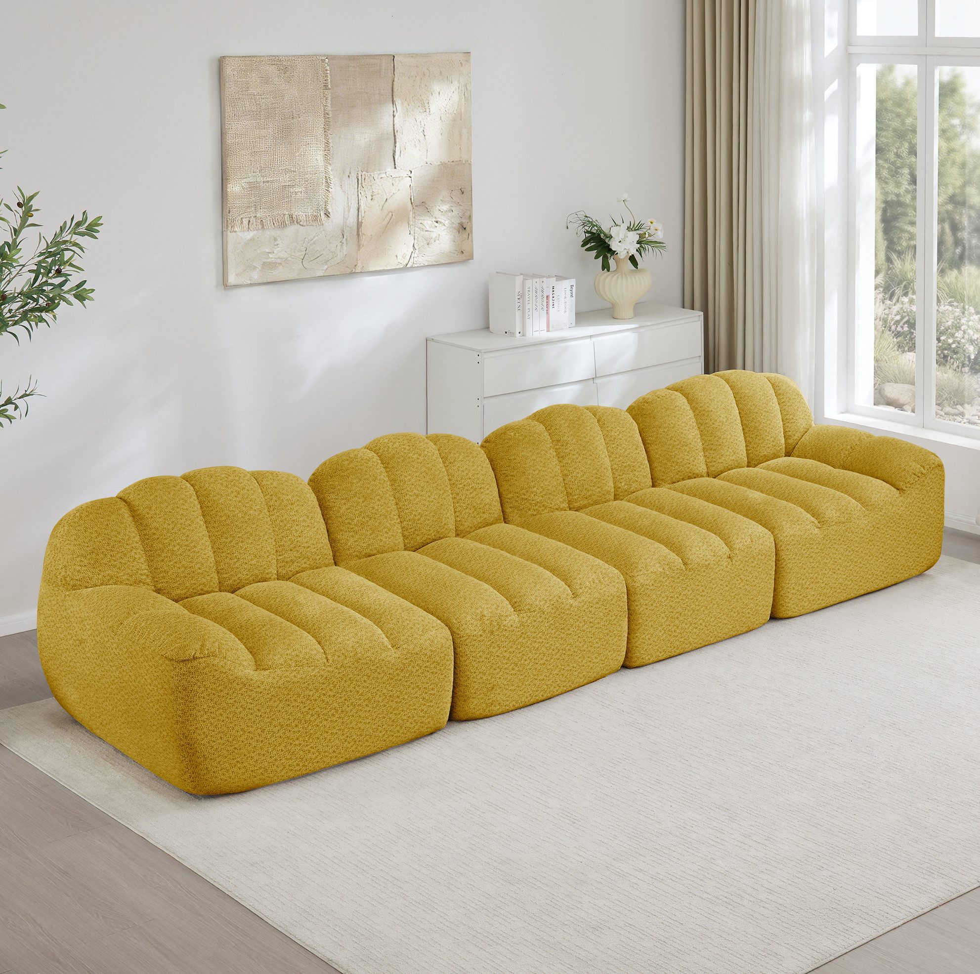 REDOM Loungesofa frameless Wohnsofa, mit stapelbaren Modulen, verbreiterter Sitzfläche und stabiler Schaumstofffüllung, pflegeleichtes Material, komfortables Relaxsofa für flexible Raumgestaltung 1 Teile