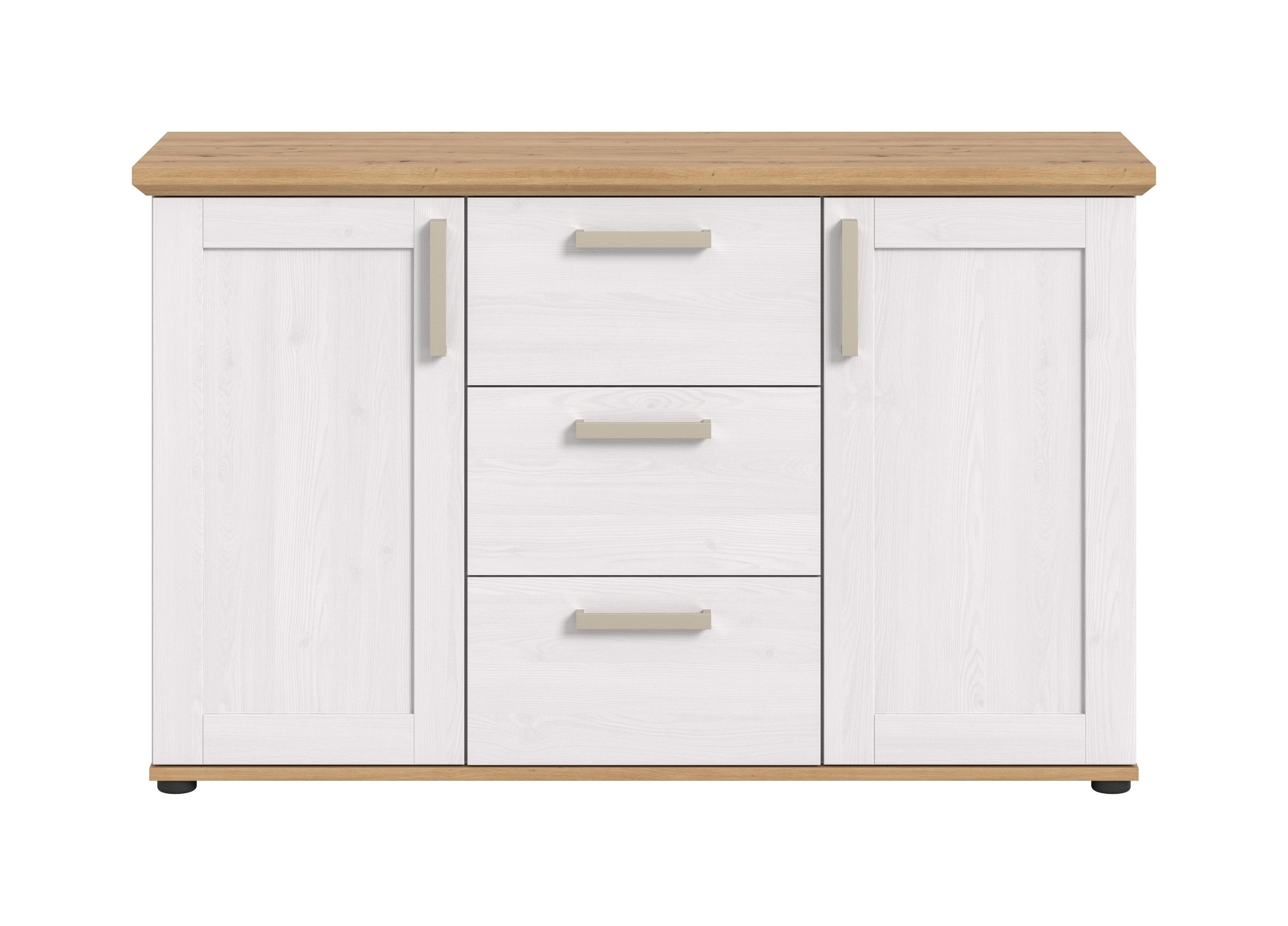freiraum Sideboard Verona, 2 Türen, 3 Schübe, Sibiu Lärche Dekor - 129x80x40cm (BxHxT)