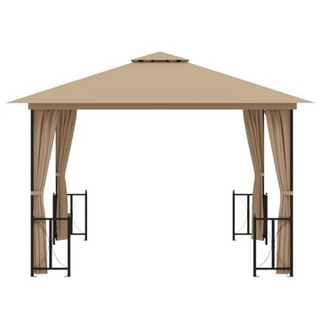 vidaXL Partyzelt Pavillon mit Seitenwänden & Doppeldach 3x3 m Taupe