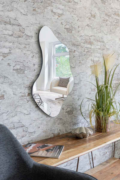 LC Home Wandspiegel asymmetrischer Wandspiegel 50x80cm und 50x50 cm (Wandspiegel, Badezimmerspiegel, Flur), rahmenlos, Design Spiegel in organisch länglicher Form