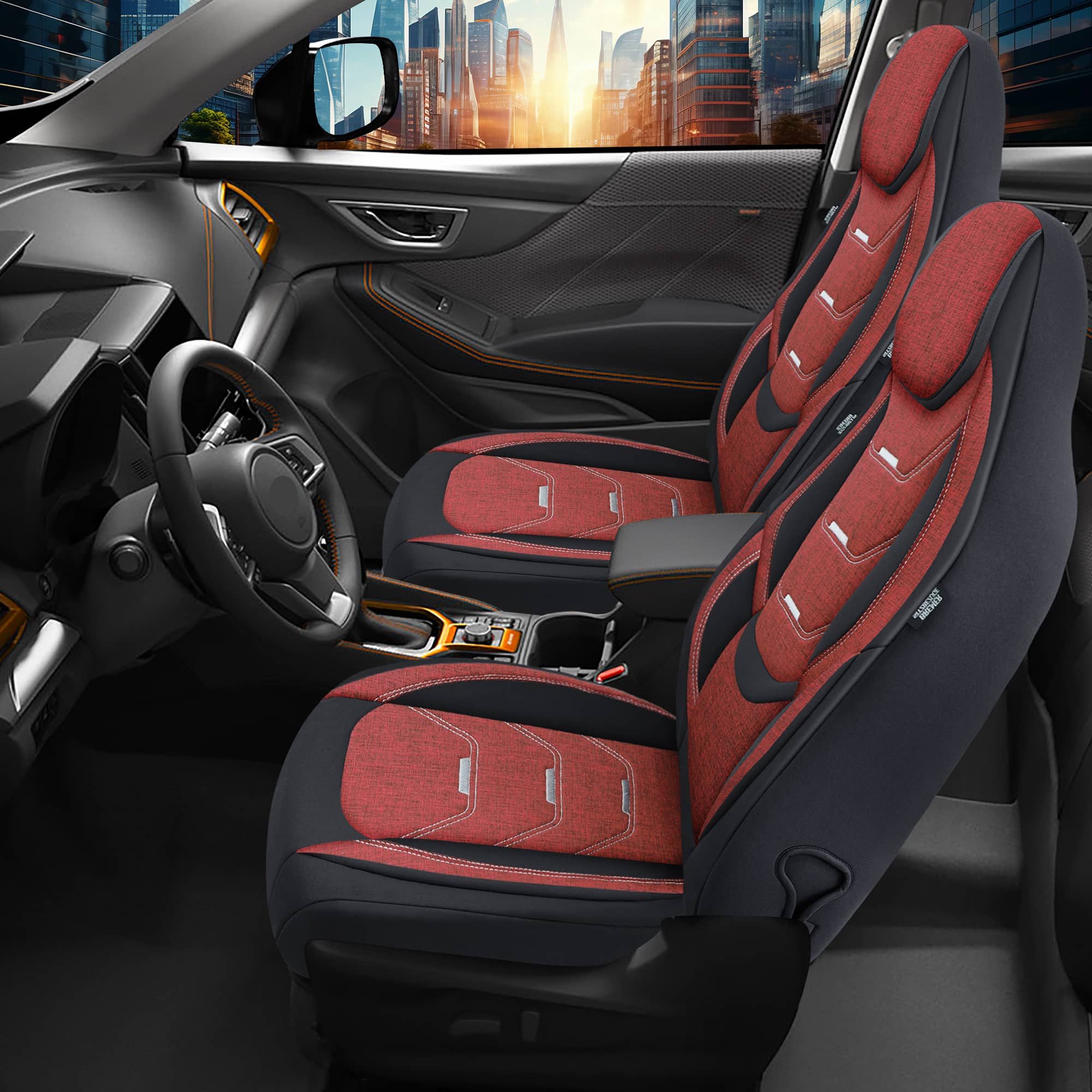 BREMER SITZBEZÜGE Autositzbezug für Dacia Lodgy Bj ab 2012 (H2), Set, Schonbezüge Sitzbezüge Fahrer und Beifahrer, in Schwarz/Weinrot