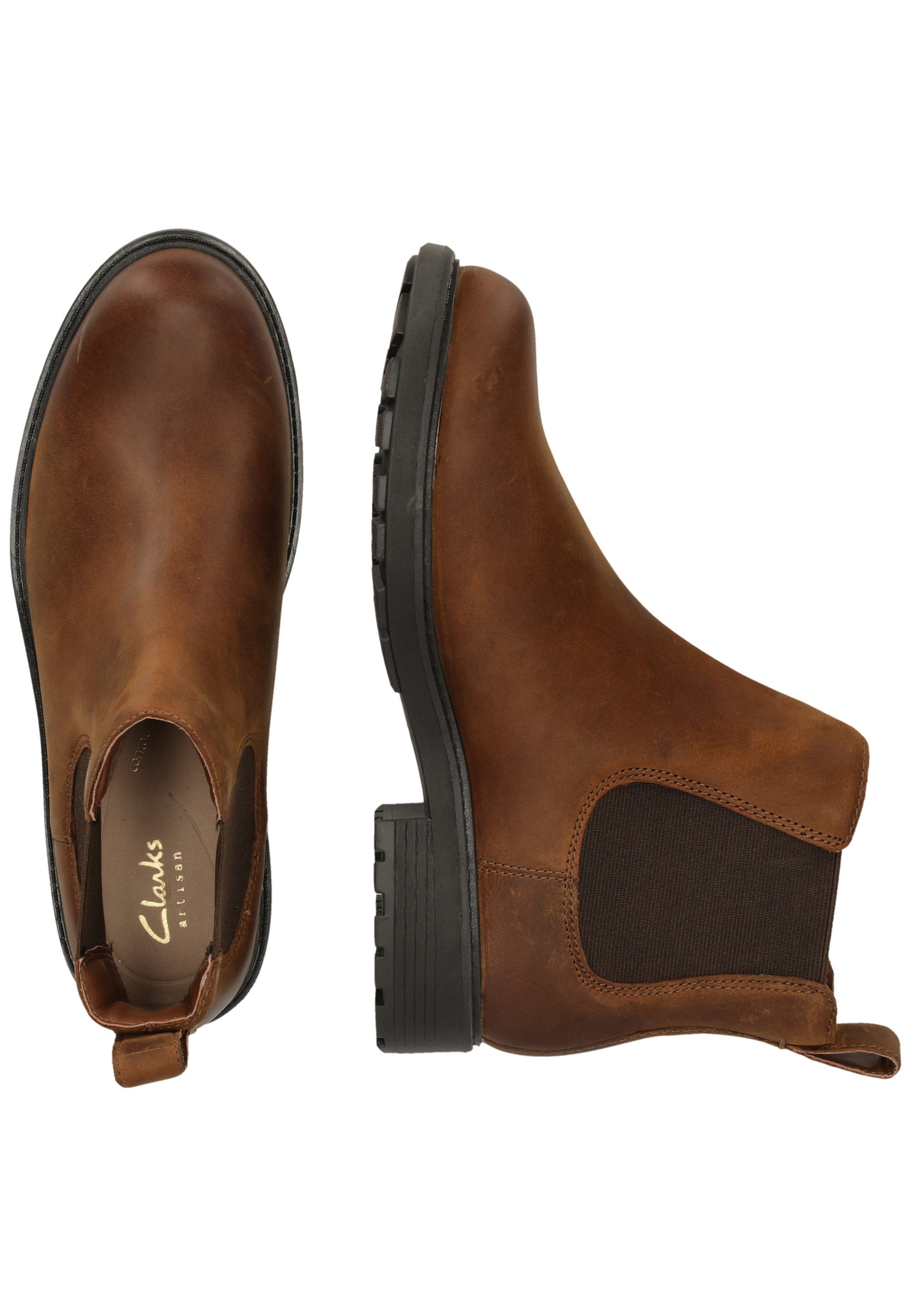 Clarks Orinoco2 Lane Brown Snuff Stiefelette mit elastischen Einsätzen