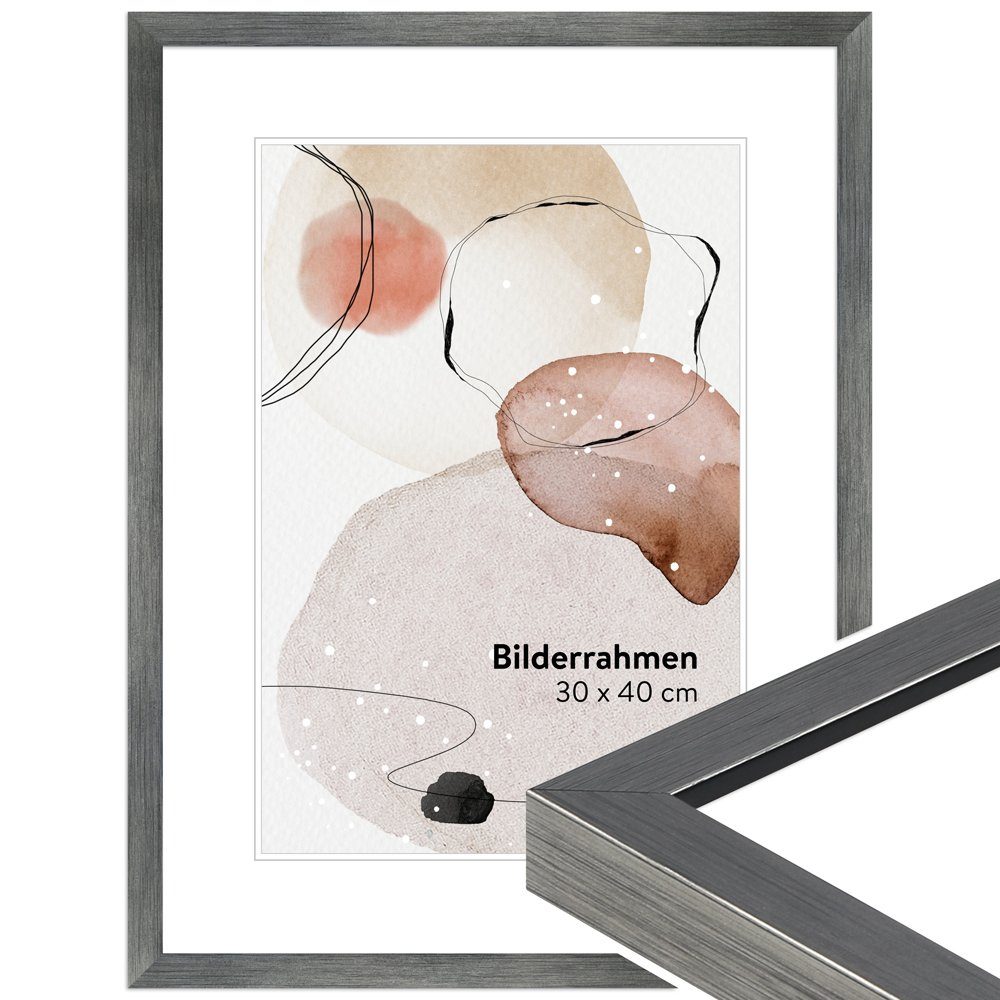 WANDStyle Bilderrahmen H950, Metall-Optik, aus Massivholz im Stil Modern