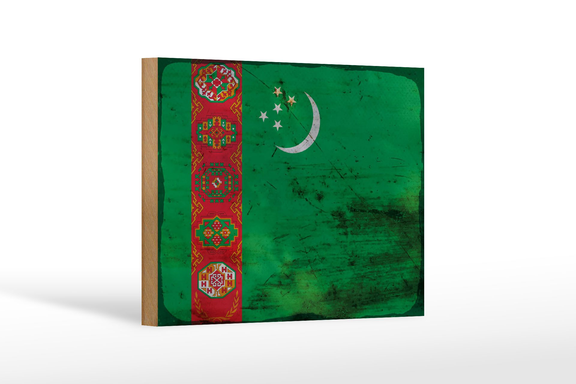 Femer GmbH Holzbild Flagge Turkmenistan 18x12 cm Turkmenistan Rost, Flaggen (1 St), Glatte Holzfaserplatte (MDF), vorn beschichtet