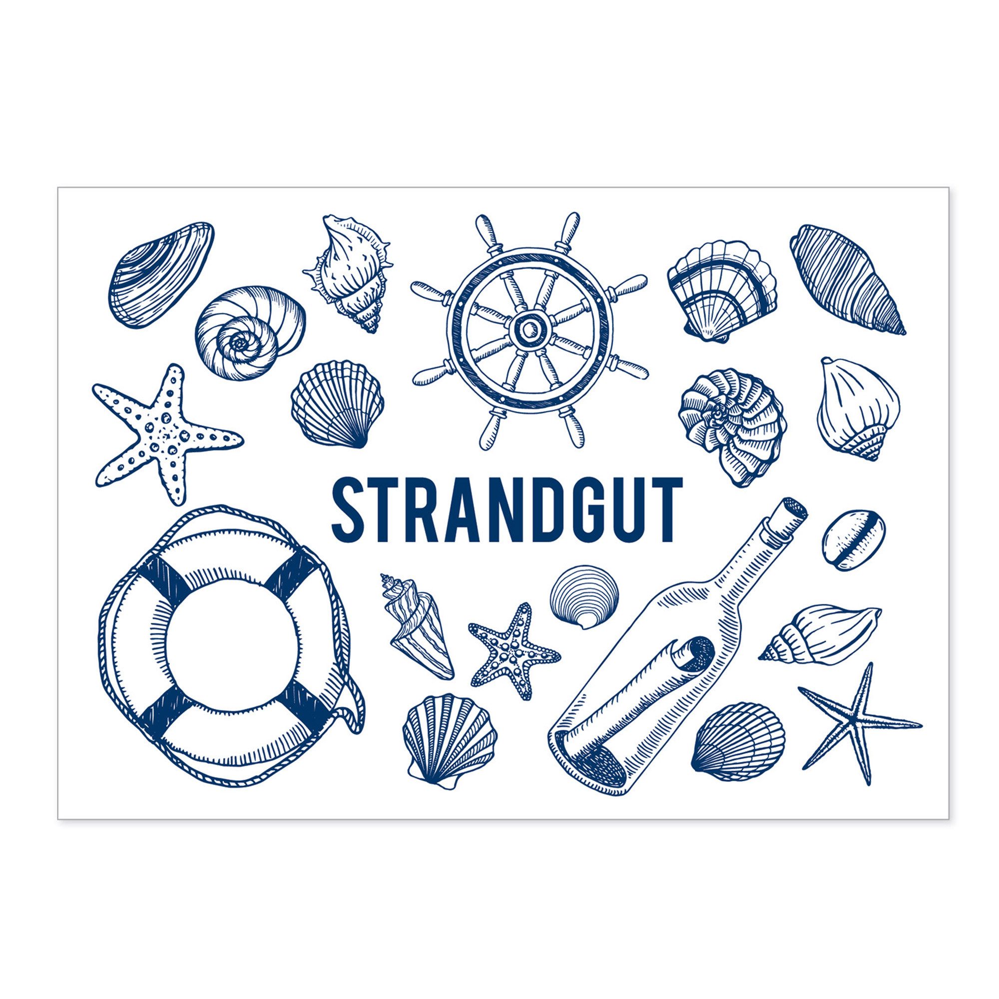 Bow & Hummingbird Postkarte Postkarte Strandgut, 100 % Recyclingpapier