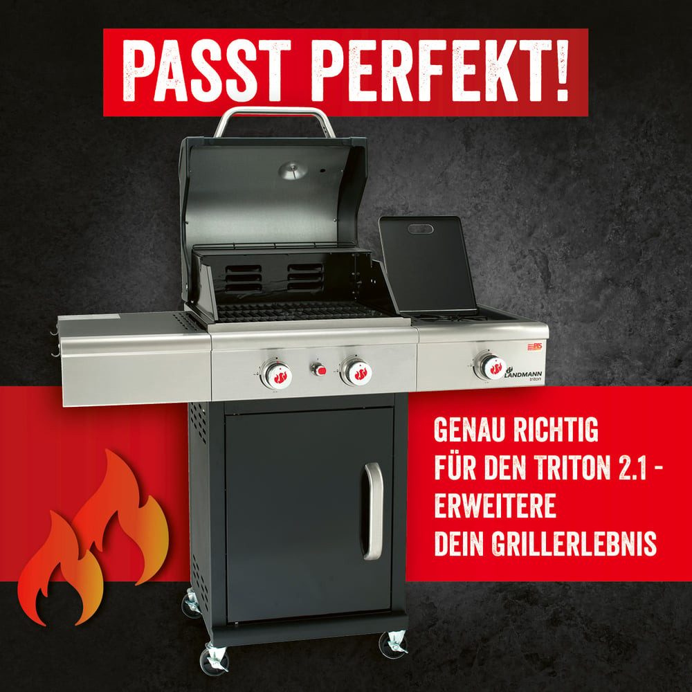 LANDMANN Grillplatte Modulus Triton 2.1 Gusseisen Pizzastein, Grillplatte, WOK, Pizzastein, Grillspieße – Bild 5 von 5