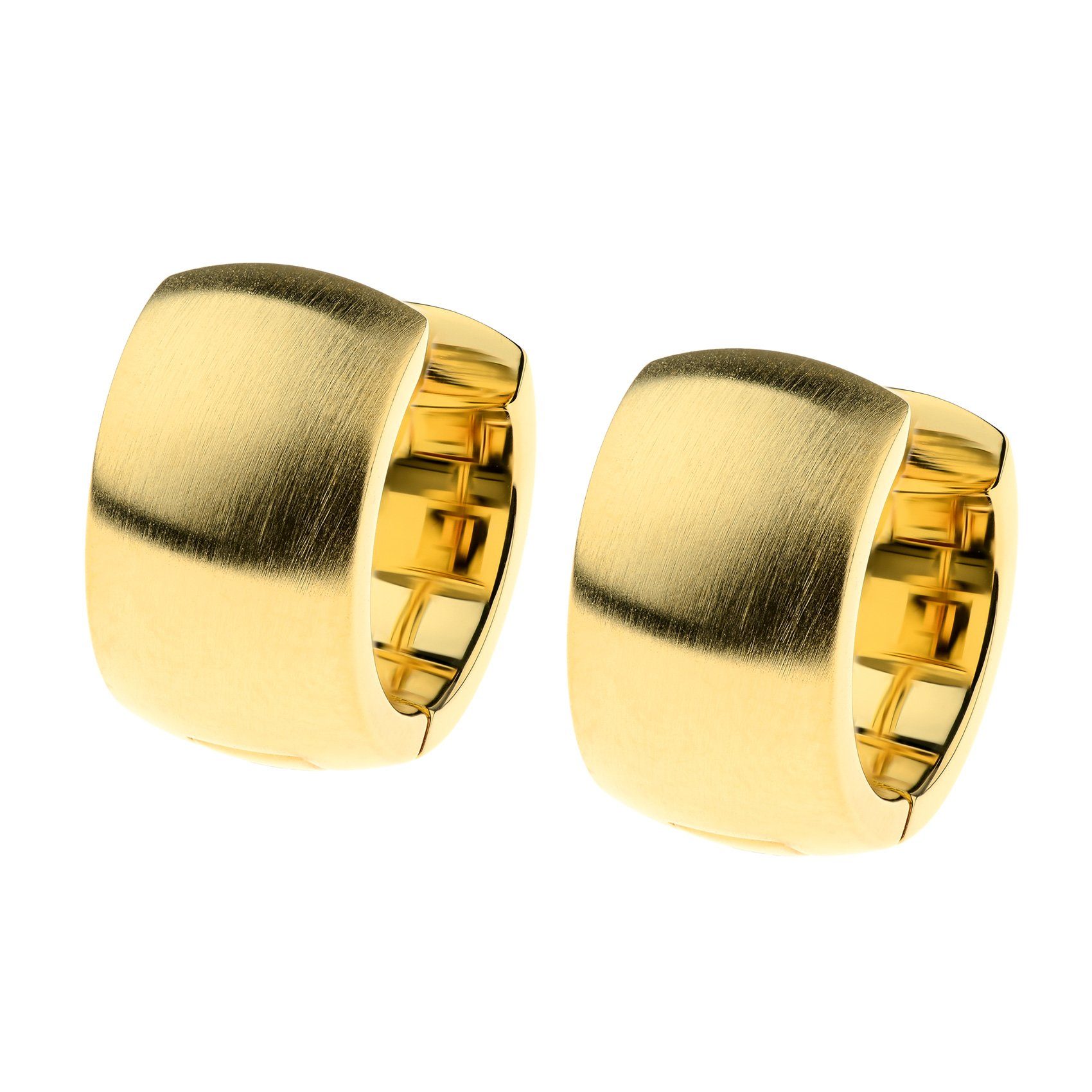 Ernstes Design Paar Creolen Scharniercreolen Ohrringe Edelstahl matt goldfarben Ø 13 mm