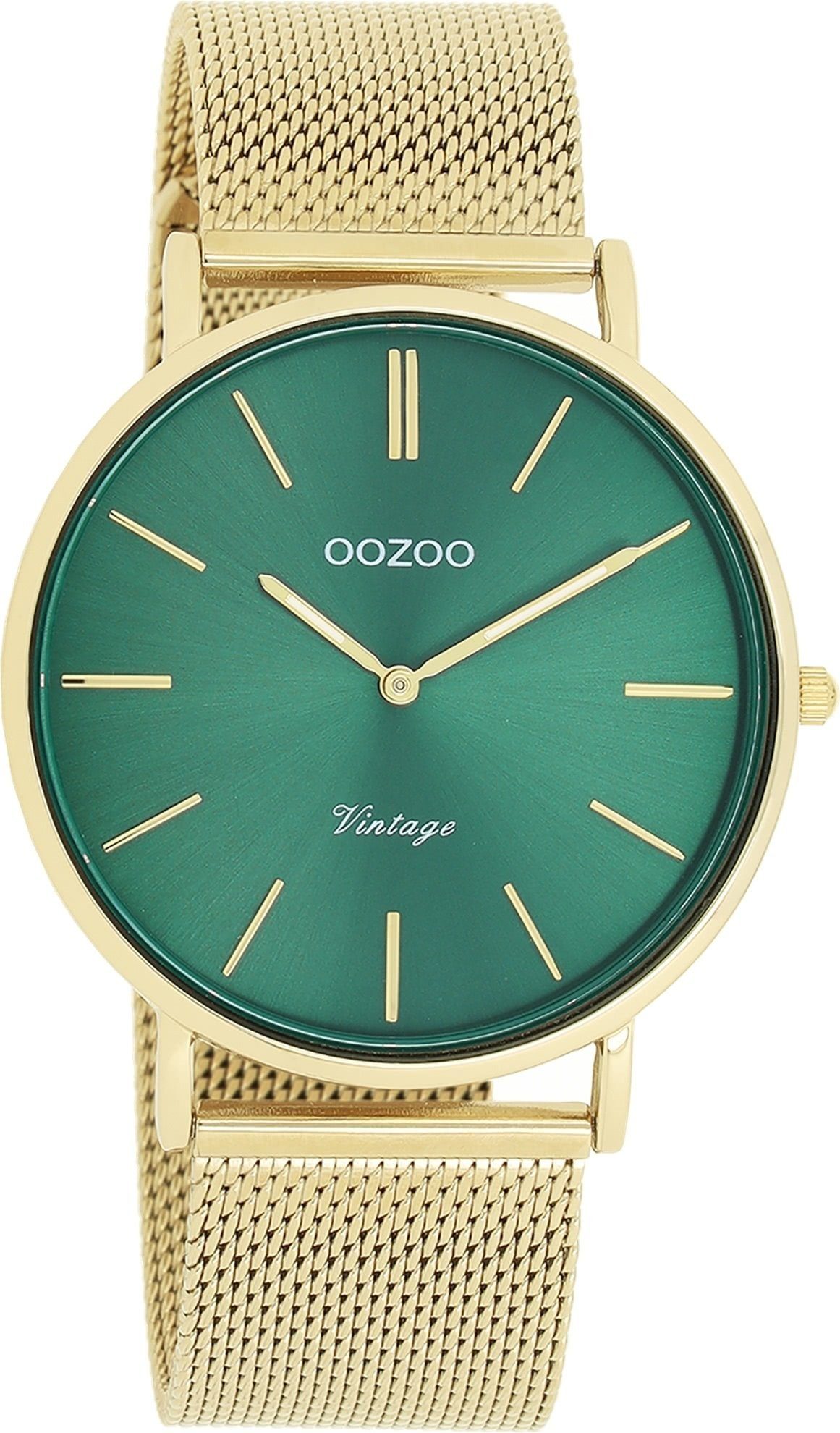 OOZOO Quarzuhr Oozoo Damen Armbanduhr Vintage Series, Damenuhr rund, groß (ca. 40mm) Metall, Mesharmband, Casual-Style