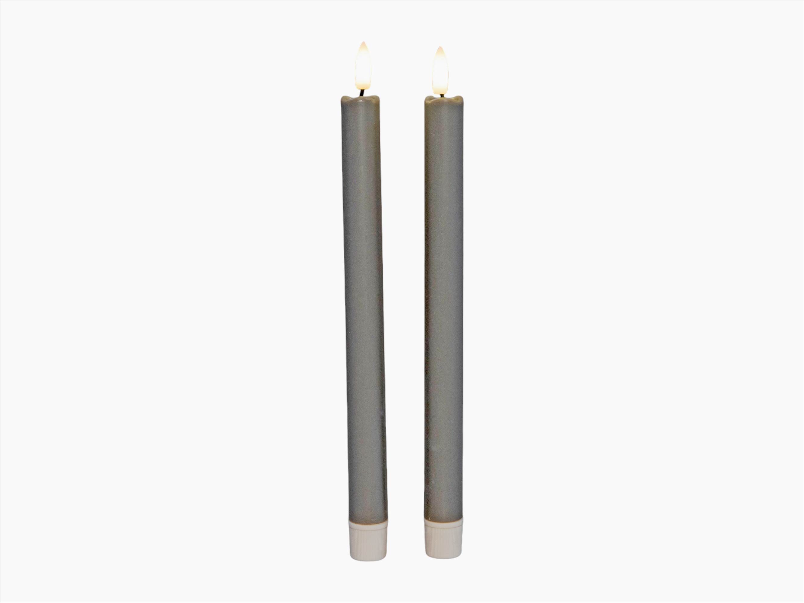Coen Bakker Deco BV LED-Kerze Diner Candles (Set), Stabkerzen 2 St. taupe 6/18h Timer 3D Flamme 26cm