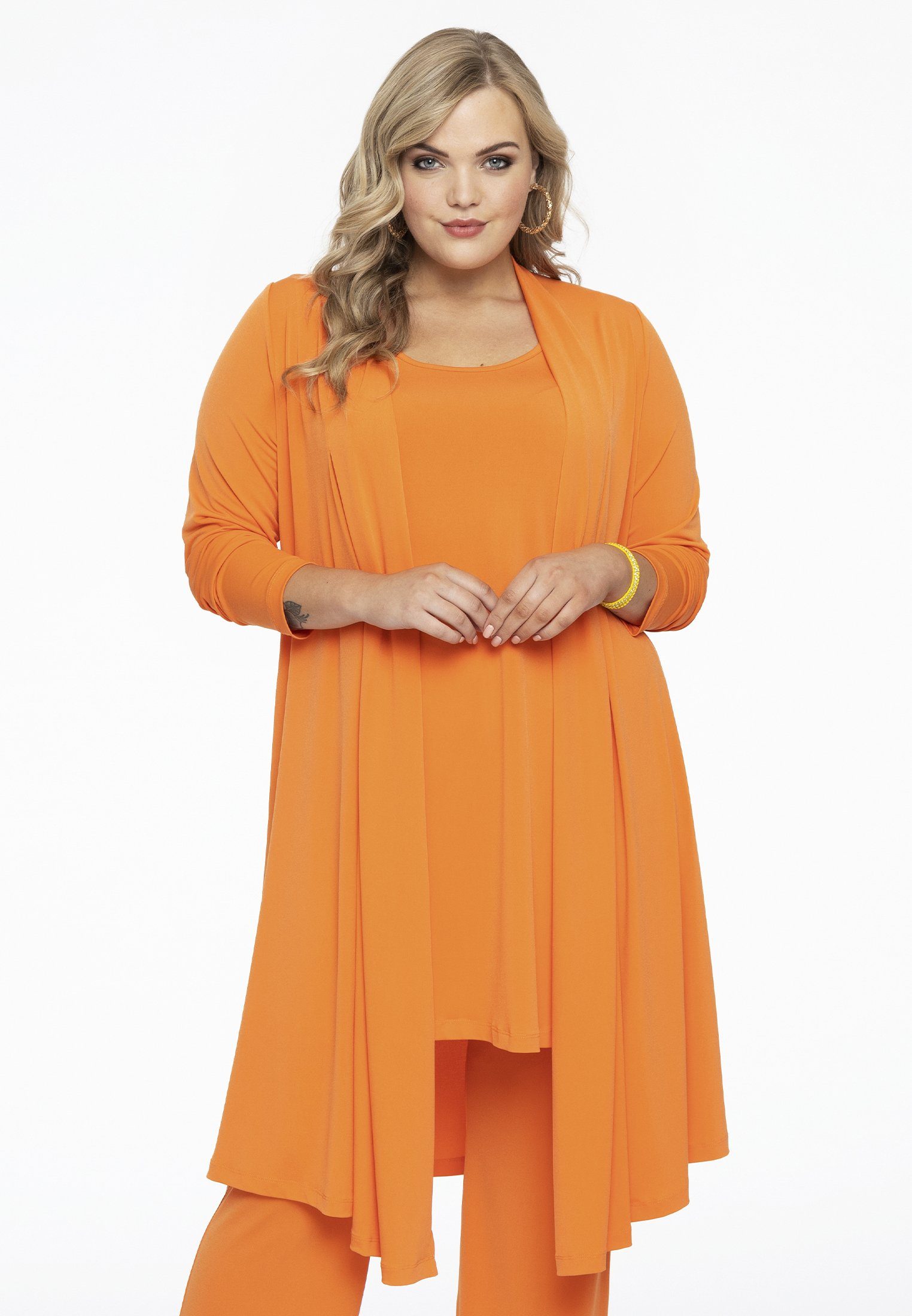 Yoek Cardigan Große Größen orange