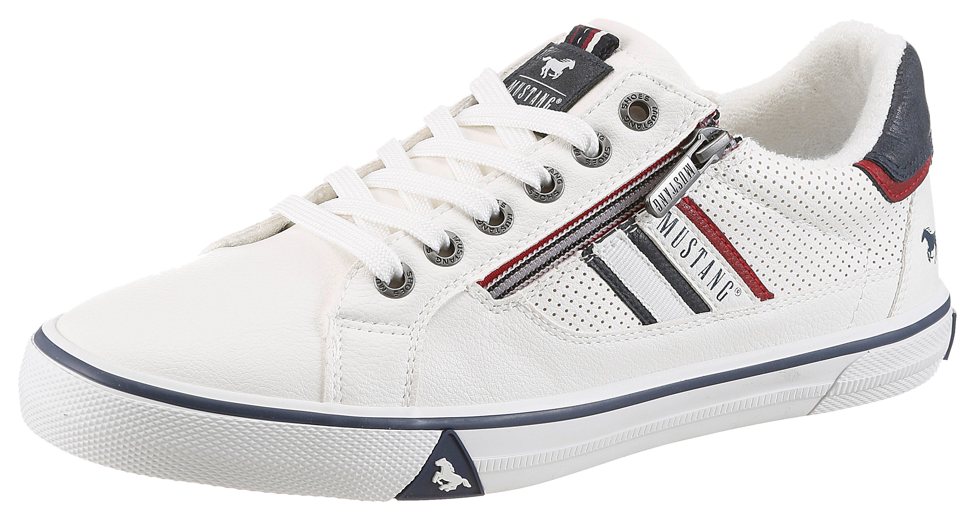 Mustang Shoes Giuliano Sneaker Freizeitschuh, Halbschuh, Schnürschuh mit modischem Lochmuster