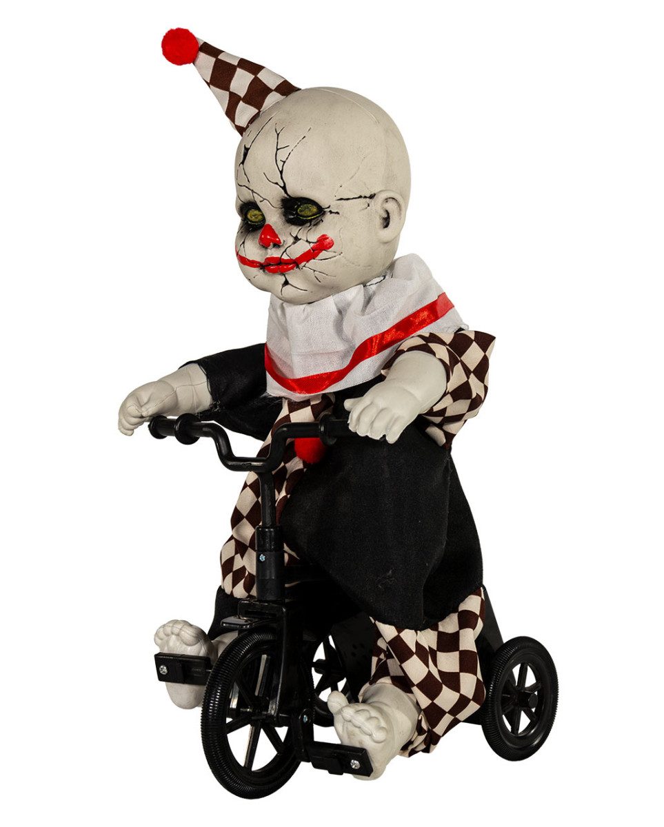 Horror-Shop Dekoobjekt Schauriger Clown mit Dreirad Halloween Deko mit Be