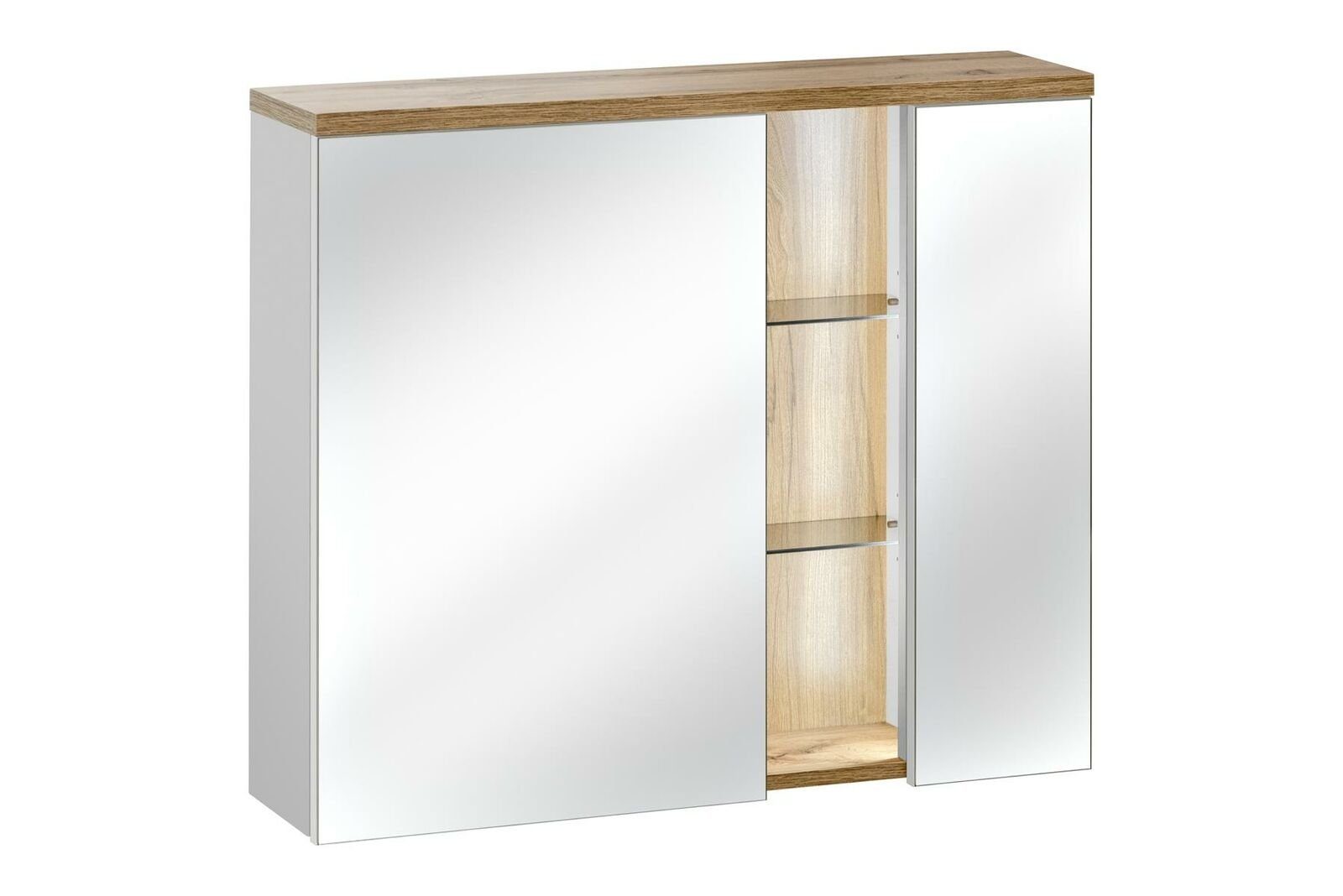 JVmoebel Badezimmerspiegelschrank Spiegelschrank Wandschrank Badezimmerschrank mit Spiegel 80 cm LED Beleuchtung