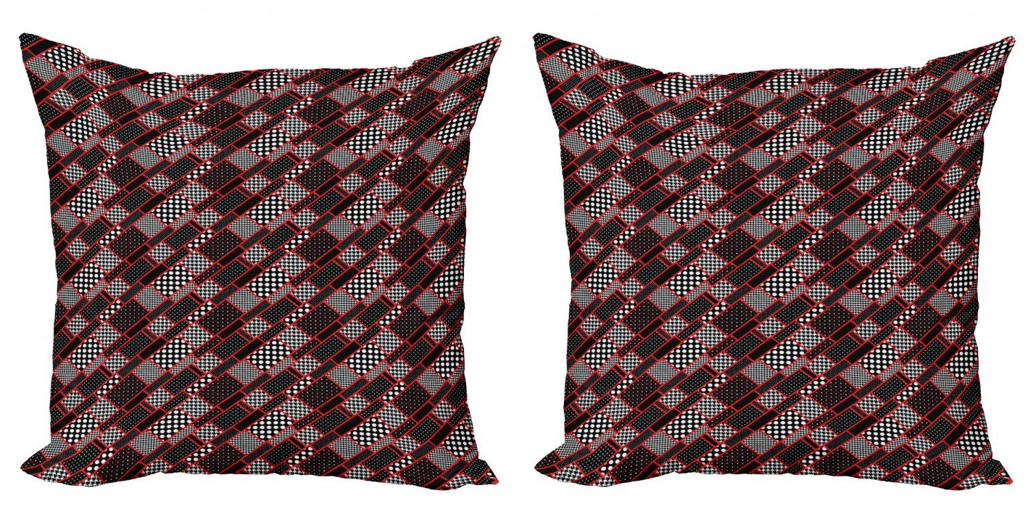Digitaldruck, Abakuhaus Rot (2 Geometric Stück), Kissenbezüge und Modern Schwarz Doppelseitiger Accent Retro