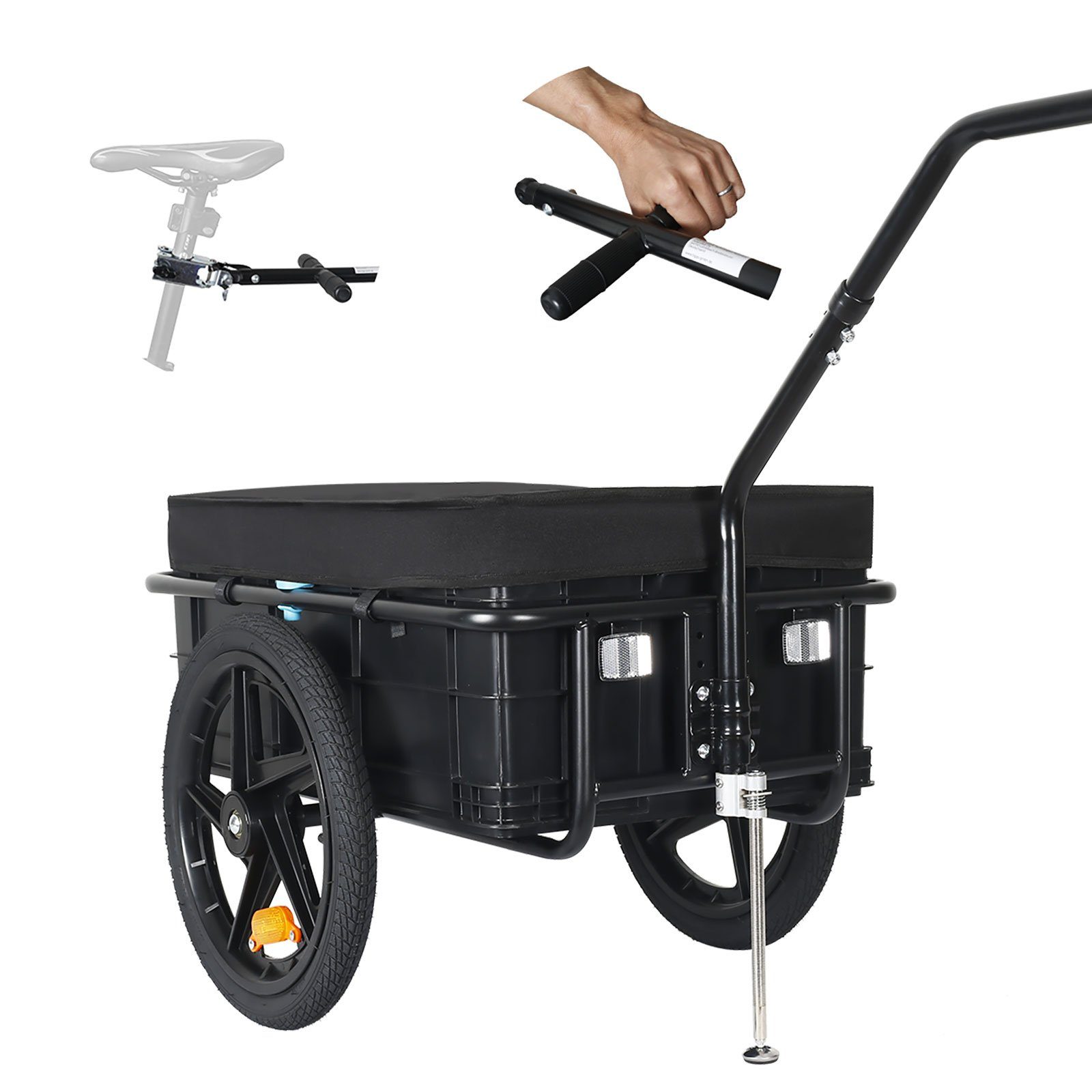 TIGGO Fahrradlastenanhänger Tiggo 75L Lastenanhänger & Handwagen XL Fahrradanhänger Anhänger, 75 Liter abnehmbare Transportbox aus schlagfestem
