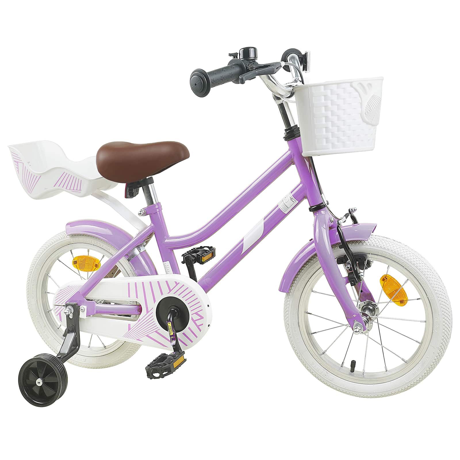 vidaXL Kinderfahrrad 90 x 49 x 67,5 cm Kinderfahrrad 12 Zoll für 2-4 Jahre alt Lila Stützrä