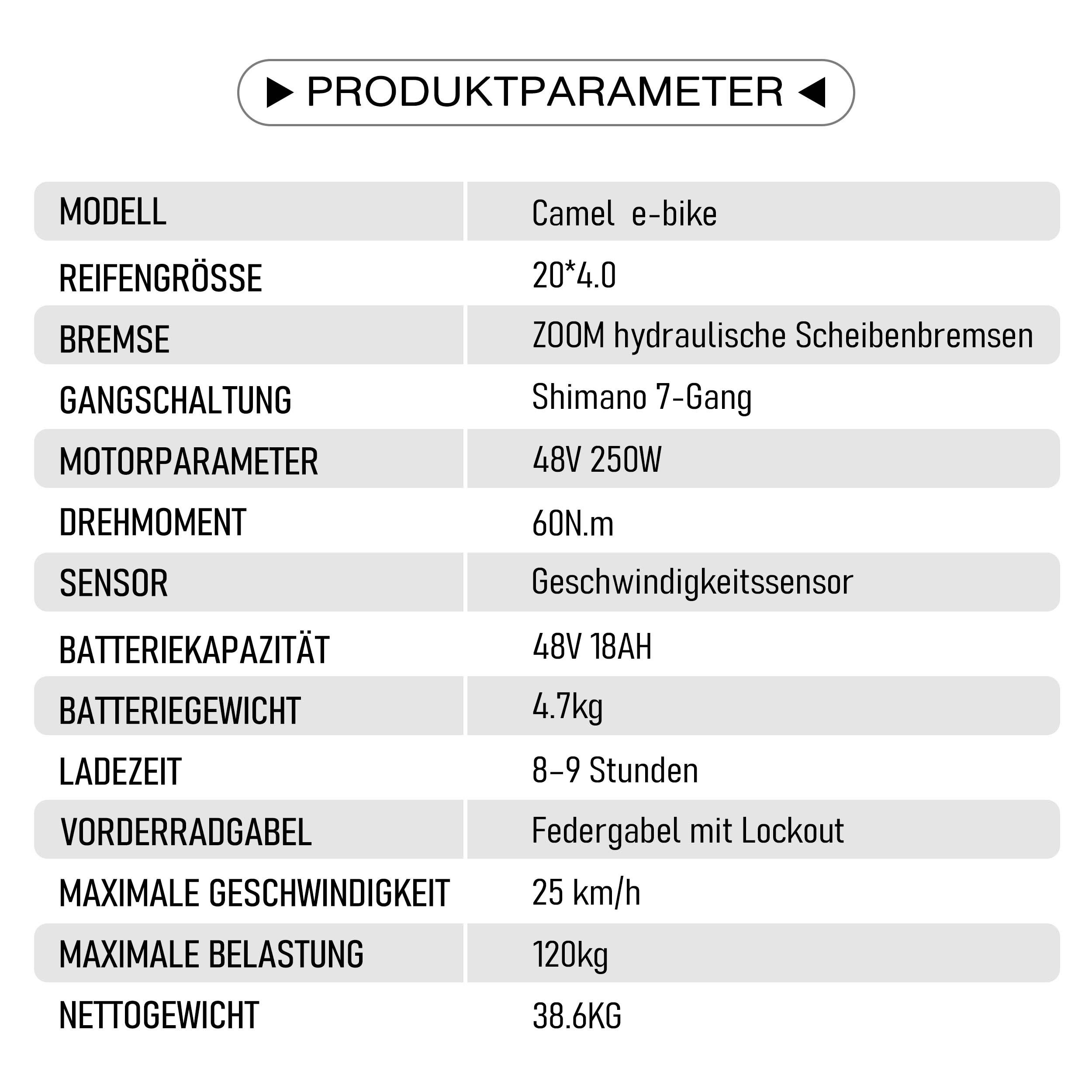 Vankel E-Bike Cityrad Camel E-Fahrrad Damen u. Herren 864WH Pedelec, 48V 18AH 120 km, Kettenschaltung, Heckmotor, 864 Wh, (Beleuchtungsset mit Batterieladegerät, Batterieschlüssel, Werkzeug), Fatbike E-Bikes 250W, 120km Reichweite, 20×4.0" Reifen