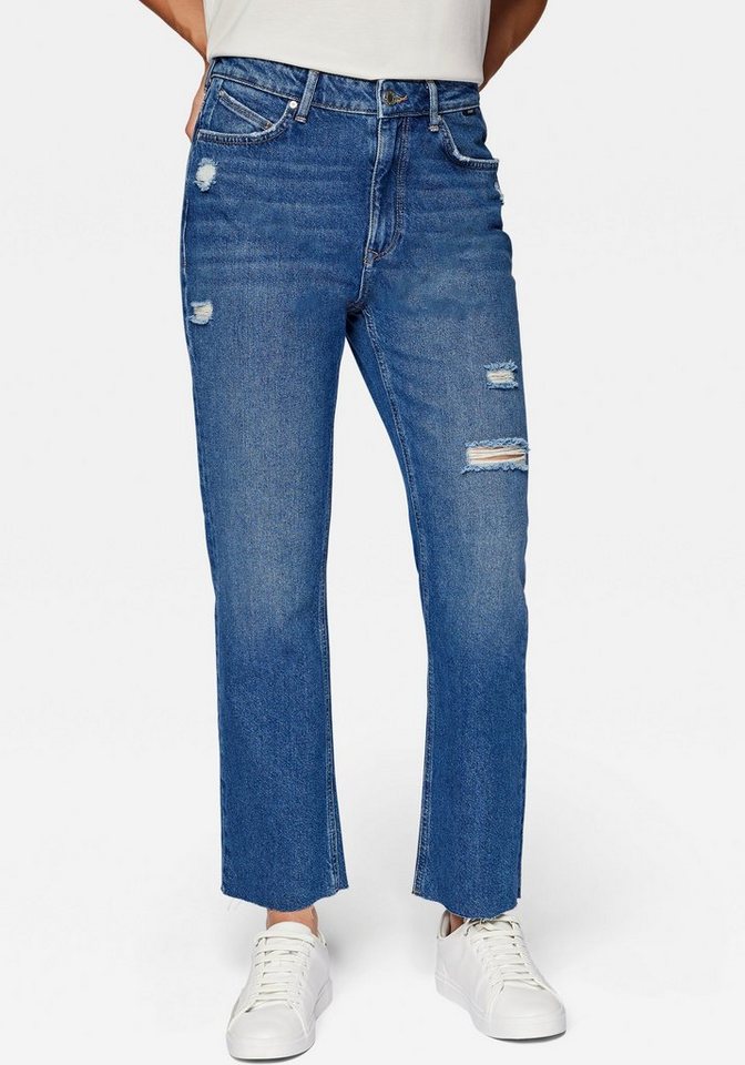 Mavi Straight Jeans »NEW YORK« mit Destroyed Effekten u. ausgefranster Kante am Saumabschluss › blau  - Onlineshop OTTO