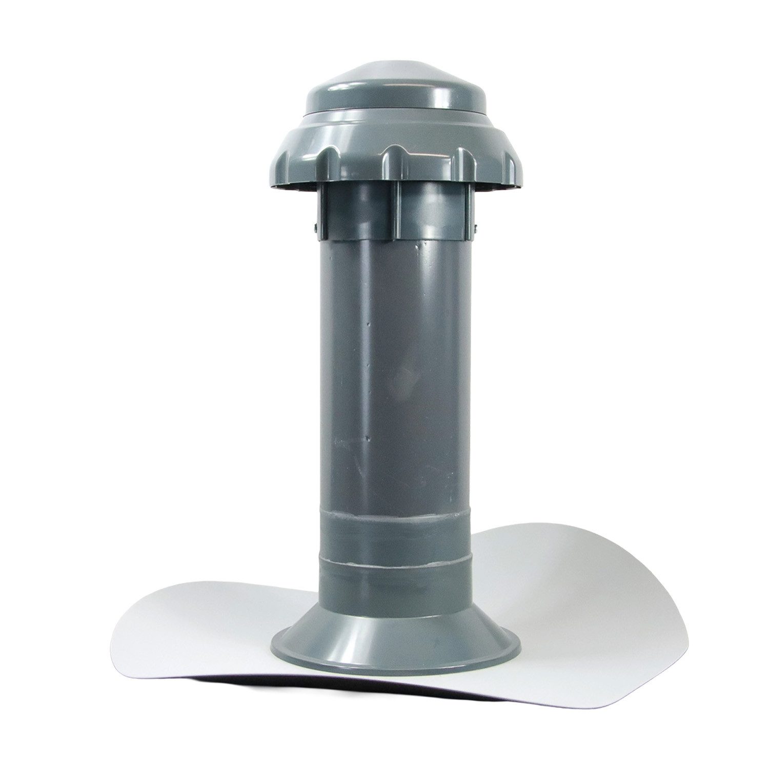 FLECK Dachdurchführung 4 in 1 Flachdachlüfter CLASSIC + KWA inkl. Thermoplan T15 grau, Spezial-Hart-PVC