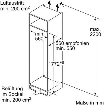 BOSCH Einbaukühlschrank Serie 2 KIR81NSE0, 177,2 cm hoch, 54,1 cm breit