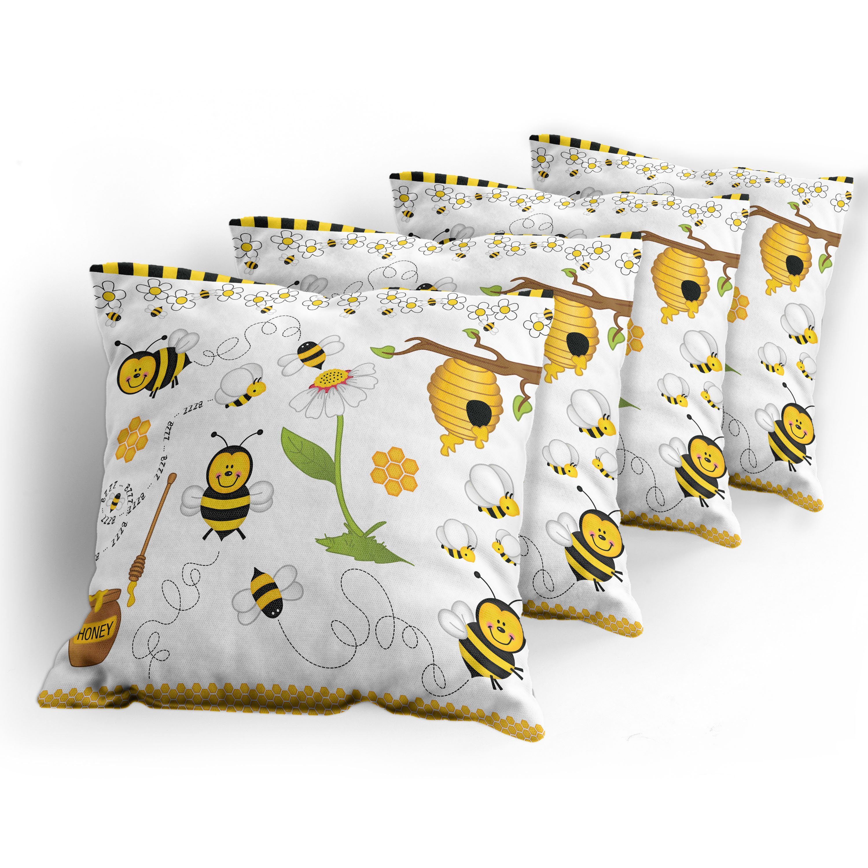 Kissenbezüge Modern Accent Gänseblümchen Stück), Kamille Abakuhaus Bienen Doppelseitiger (4 Digitaldruck, Biene