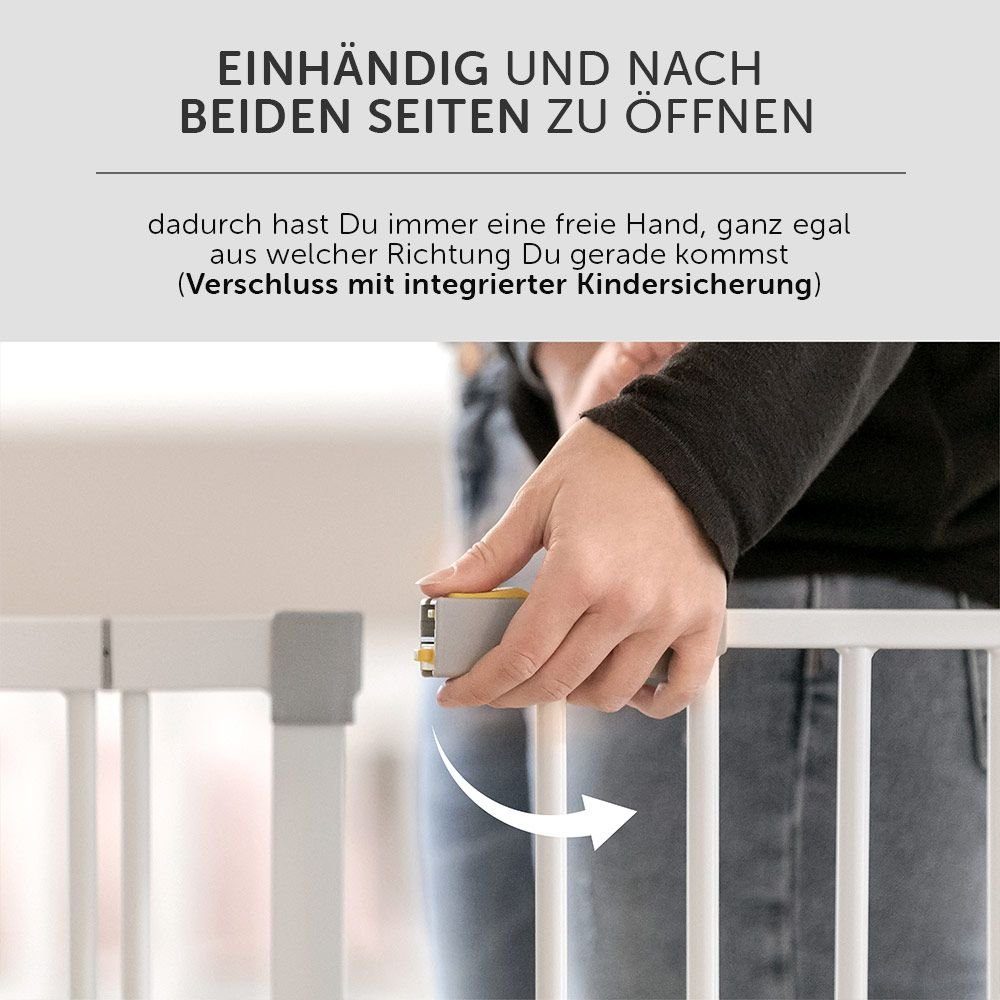Hauck Türschutzgitter Open N cm 21 Treppenschutzgitter inkl. Stop 96 Verlängerung Bohren bis ohne cm 101 - White