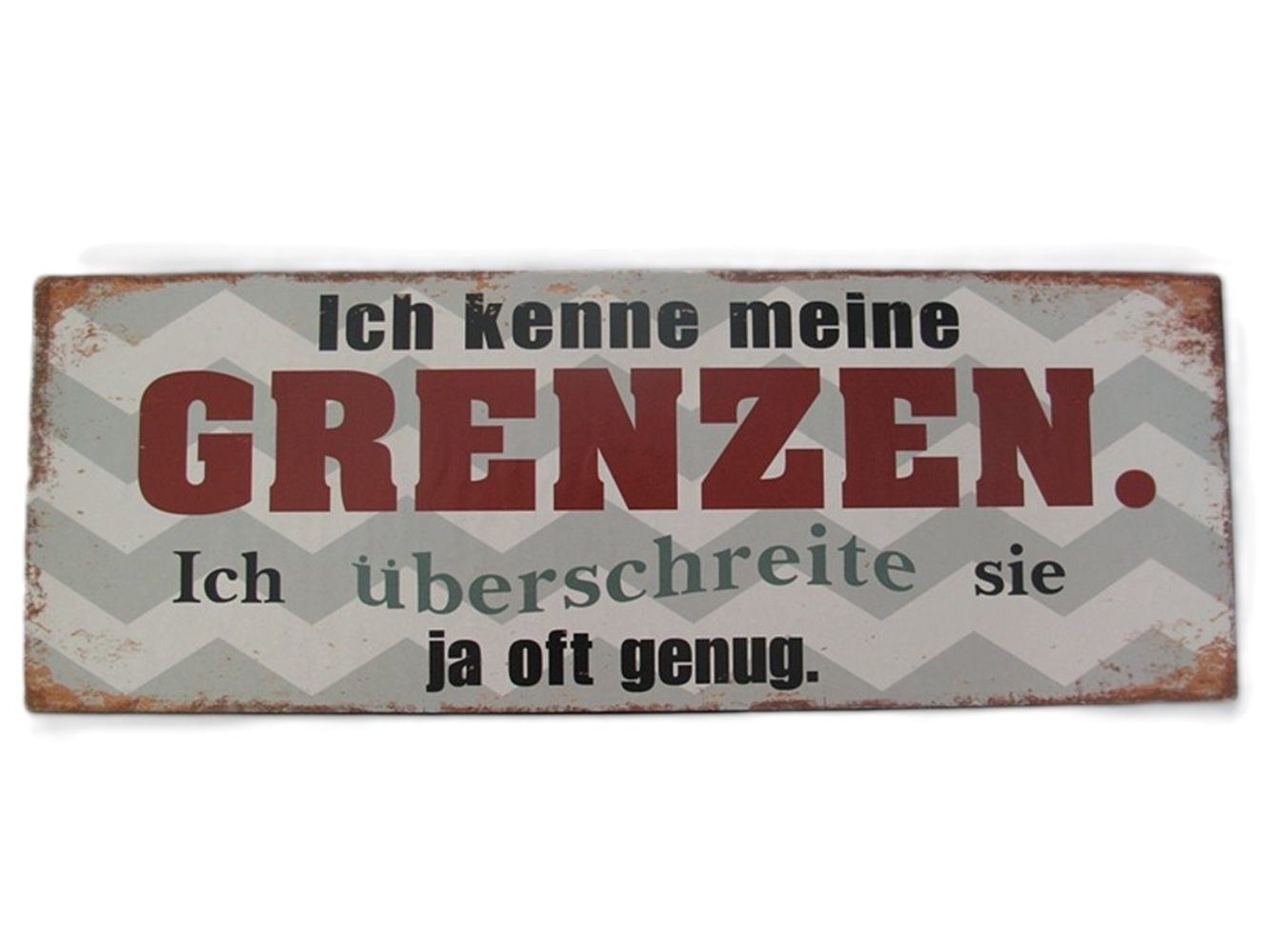 Linoows Metallschild Blechschild, Wandschild Ich kenne meine Grenzen