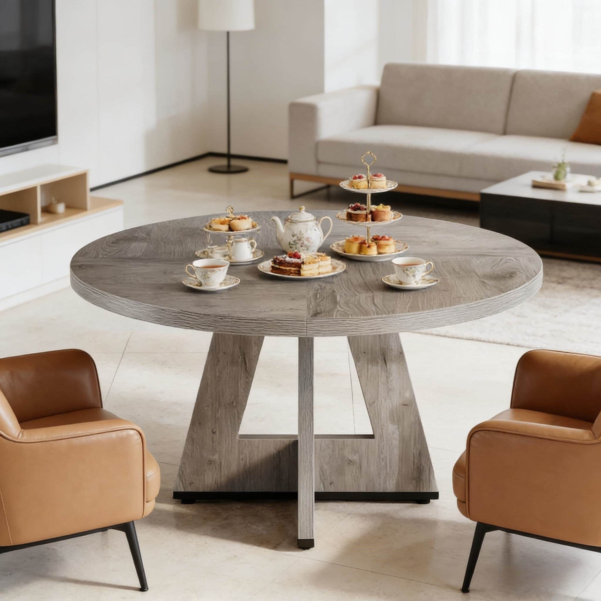 ANYSUN Esstisch Rund 120cm Küchentisch Bauernhaus Esszimmer Tisch Holz Modern (freistehender Tisch, Einzelmöbel), Ideal für Esszimmer und Küche, großzügige Tischfläche für Mahlzeiten