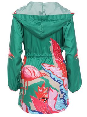 MONACO blue WEEKEND Regenjacke Regenmantel figurumspielend mit Flamingo Motiv