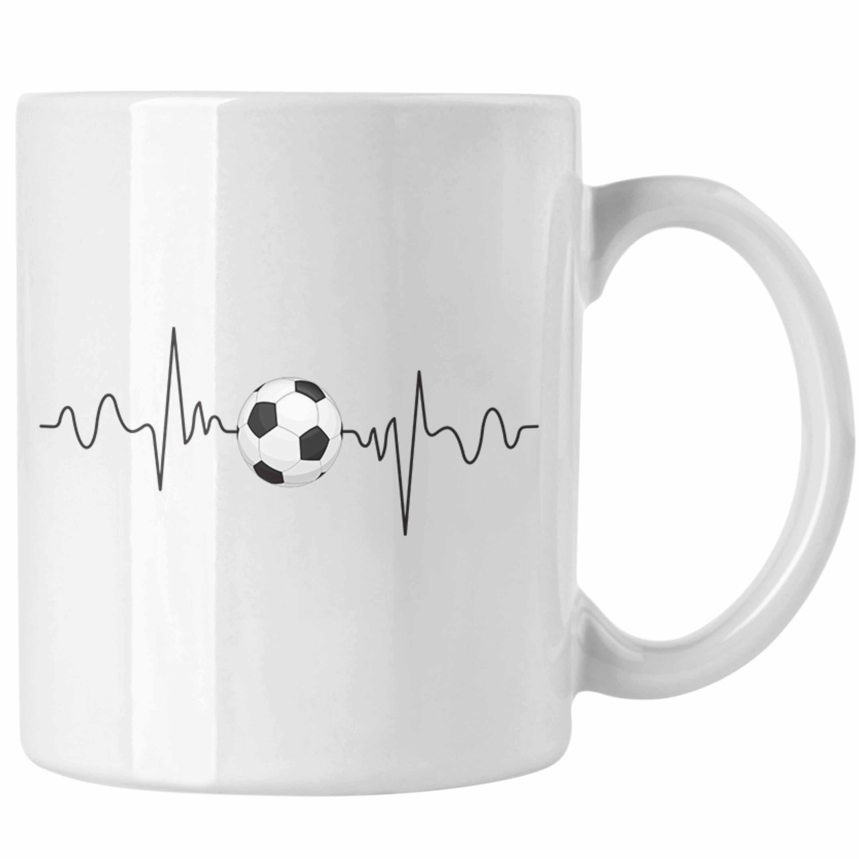 Trendation Tasse Fußballer Herzschlag Tasse Geschenk für Fußballspieler Geschenkidee Ka Weiss