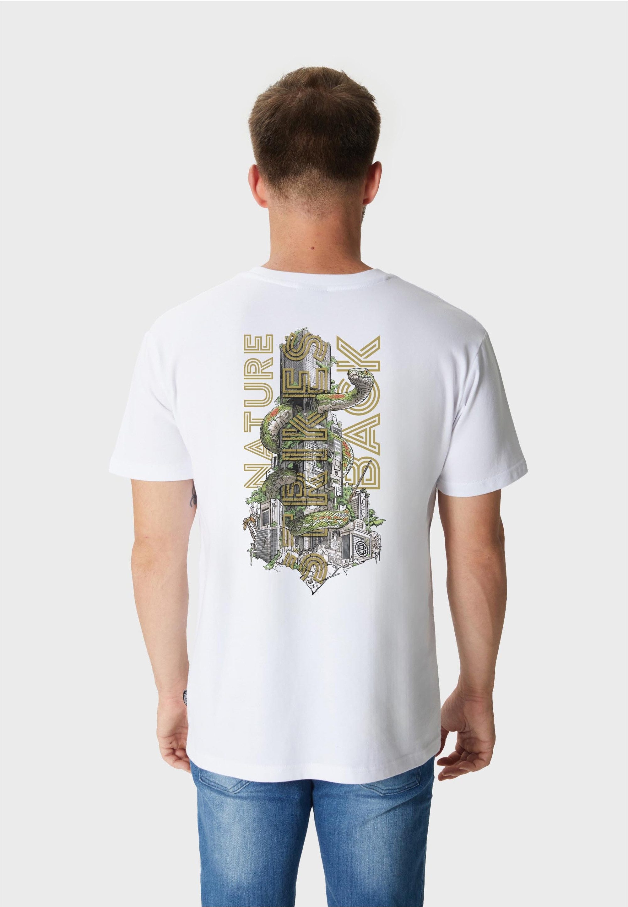 Oldskull T-Shirt Wrldvibe Nature Strikes Back Graphic mit modernem Motivprint