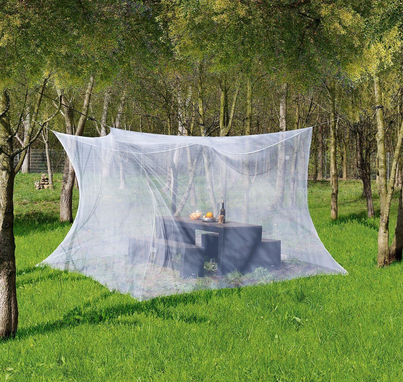 infactory Moskitonetz 300x300x250cm Zelt Doppelbett Fliegengitter Innen und Außen Kastenform