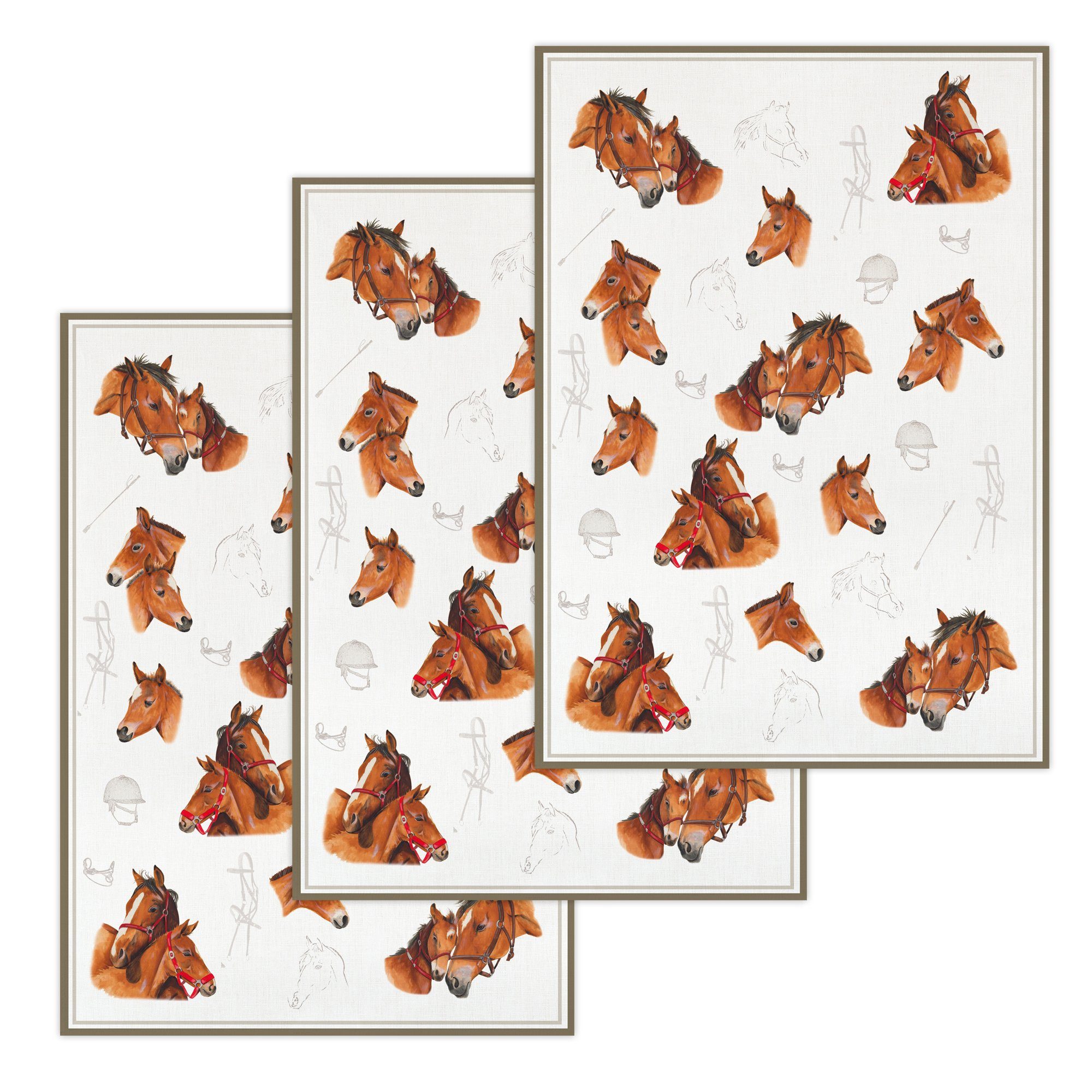 Kracht Geschirrtuch Pferde, (Set, 3-tlg., Set), 3er Pack Geschirrtücher (3 günstig online kaufen